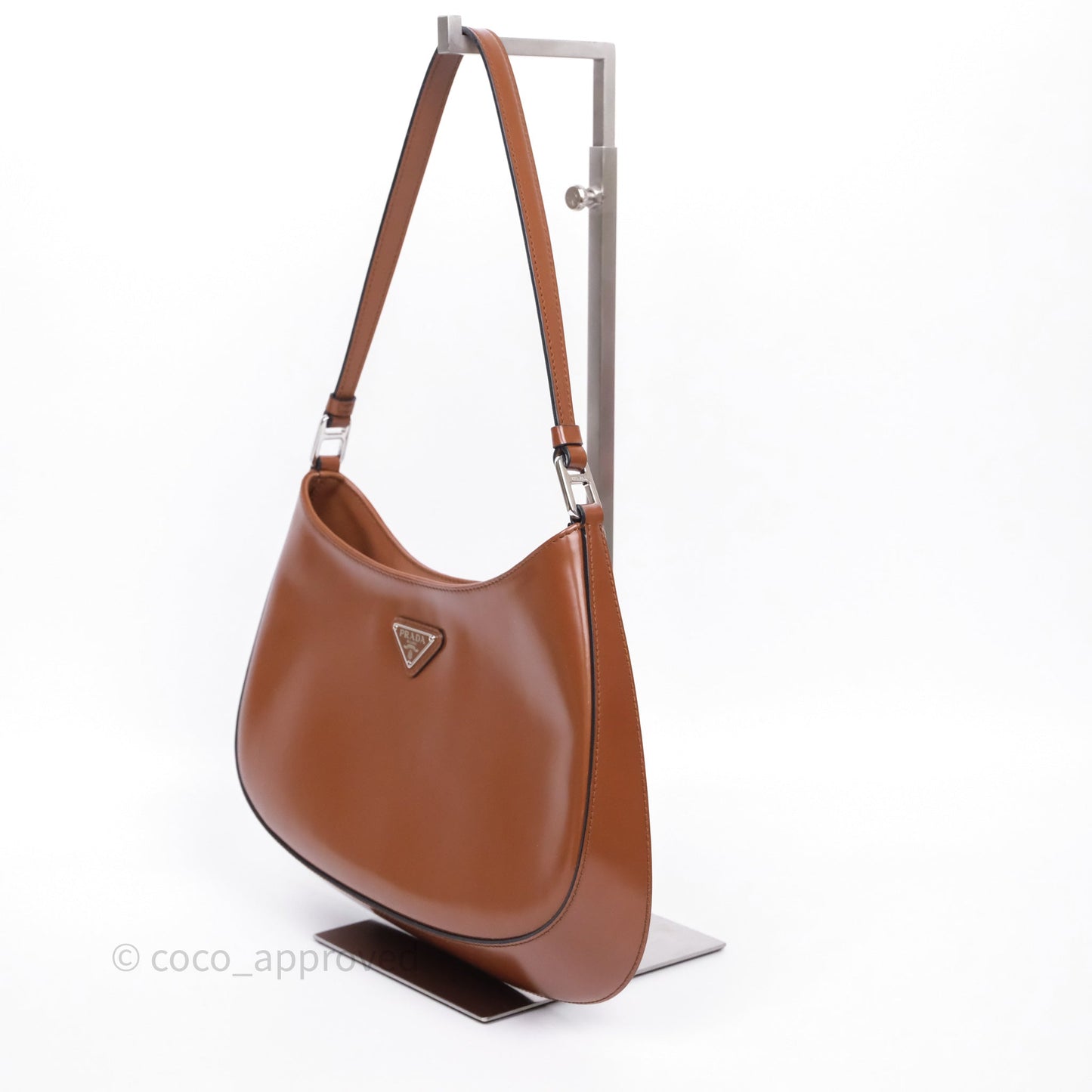 Prada Cleo Brushed Leather Shoulder Bag Brown