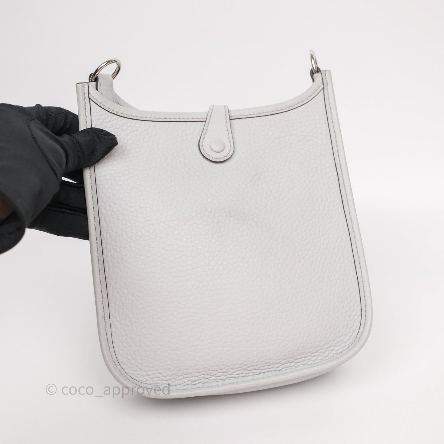 Hermès Mini Evelyne 16 Bleu Pale/Nata 08 Clemence Palladium Hardware