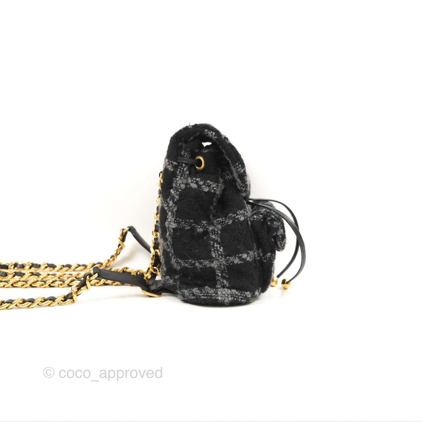Chanel Duma Backpack Black Tweed Gold Hardware 22K