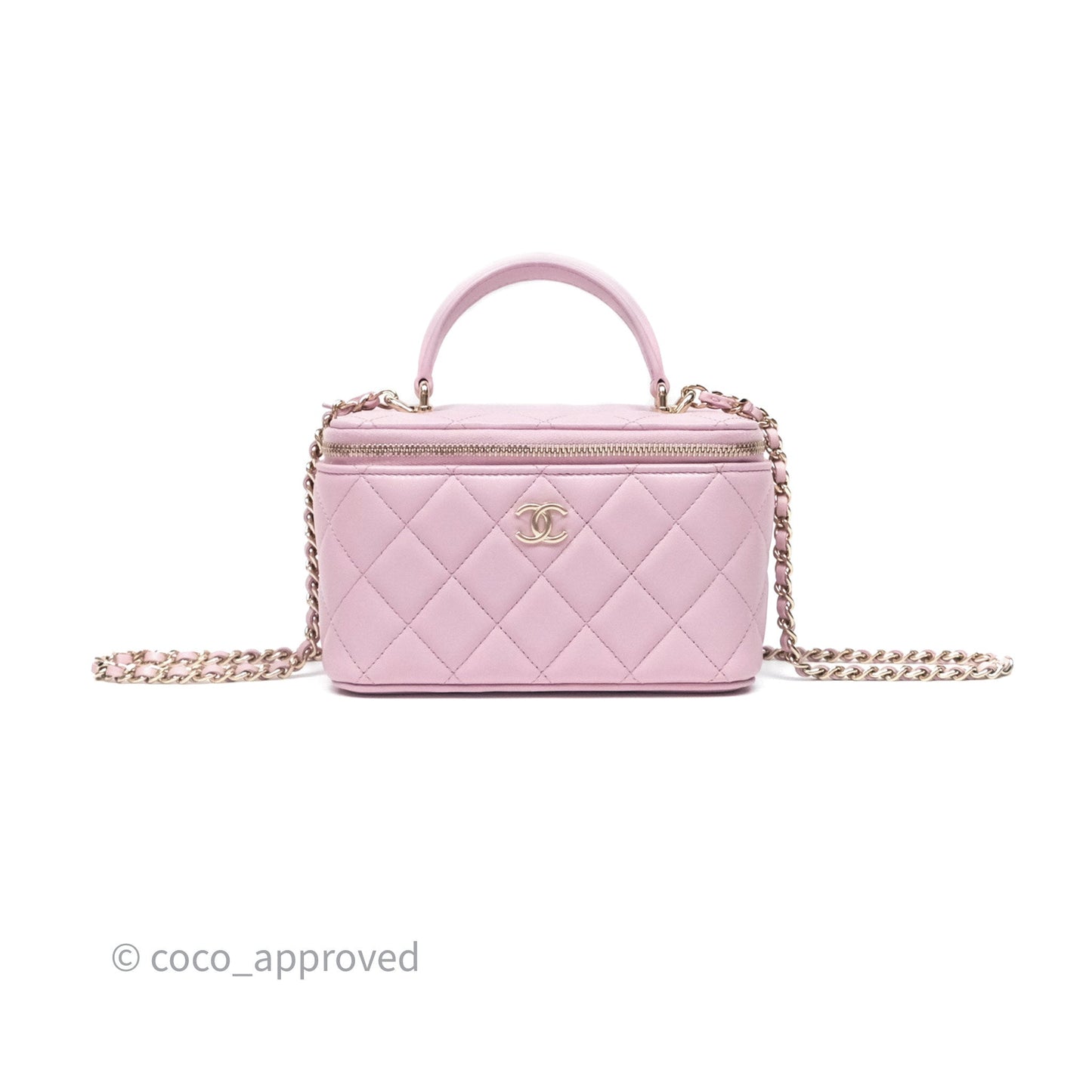Chanel Vanity Rectangular Top Handle Lilac Lambskin Gold Hardware