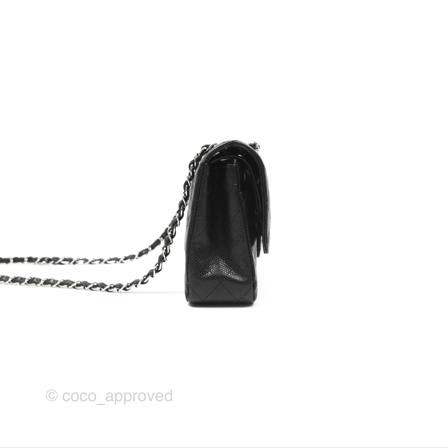 Chanel Classic M/L Medium Flap Quilted Black Caviar Silver Hardware