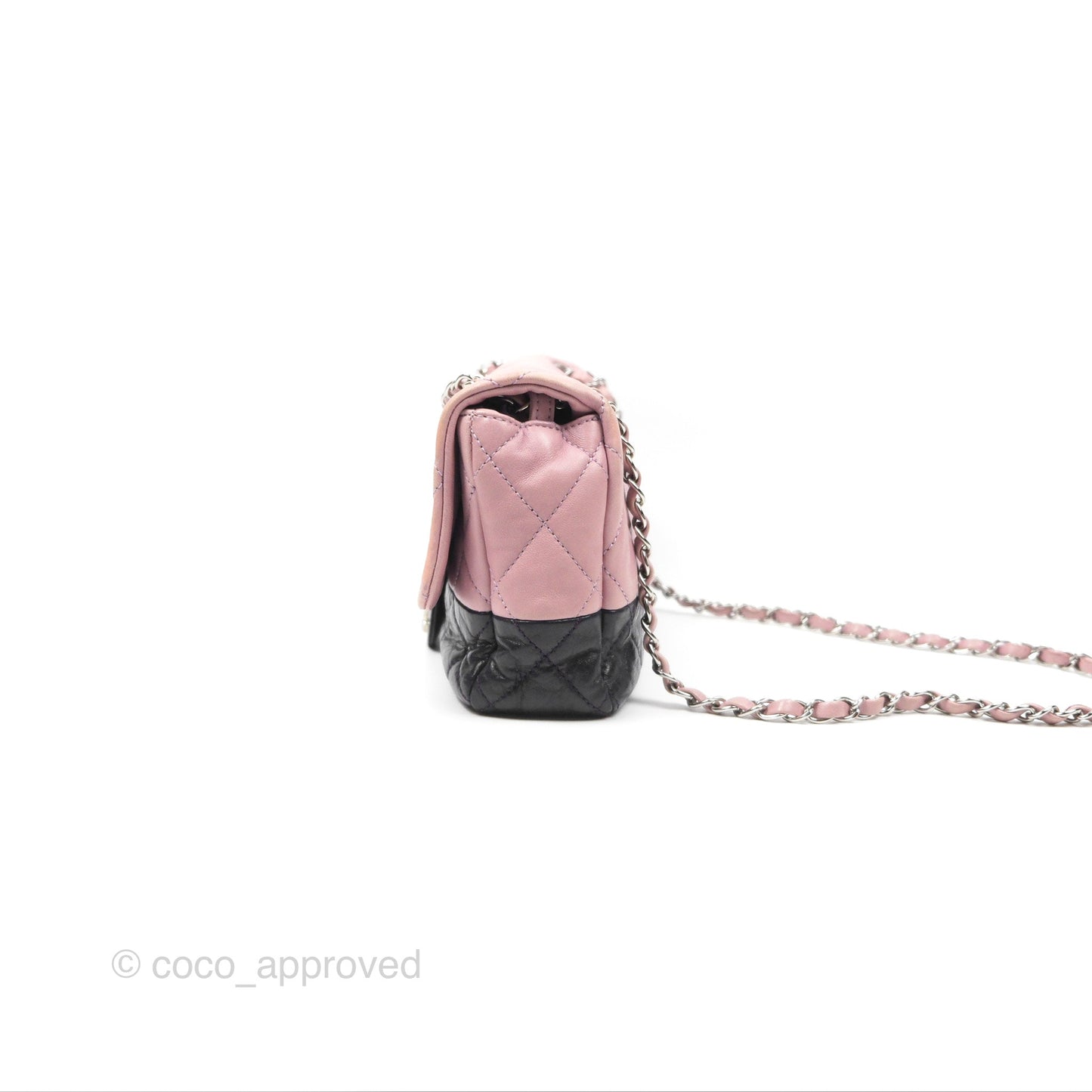 Chanel Medium Bicolor CC Chain Flap Pink/Black Lambskin Silver Hardware