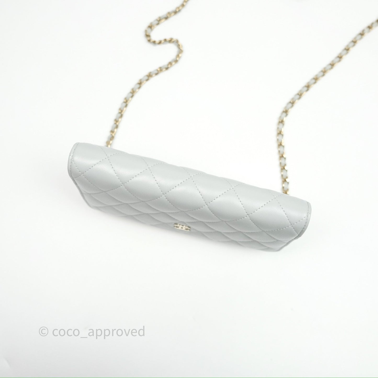 Chanel Classic Quilted Wallet on Chain WOC Grey Lambskin Gold Hardware