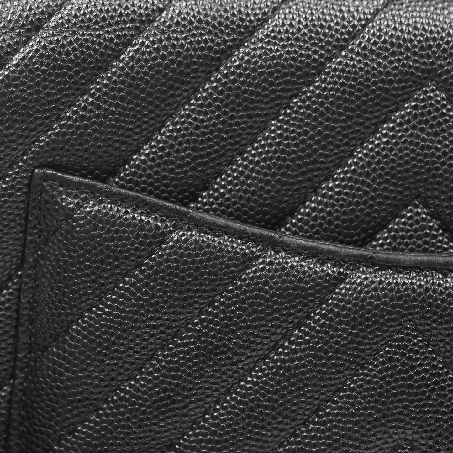 Chanel Mini Square Chevron Black Caviar Silver Hardware
