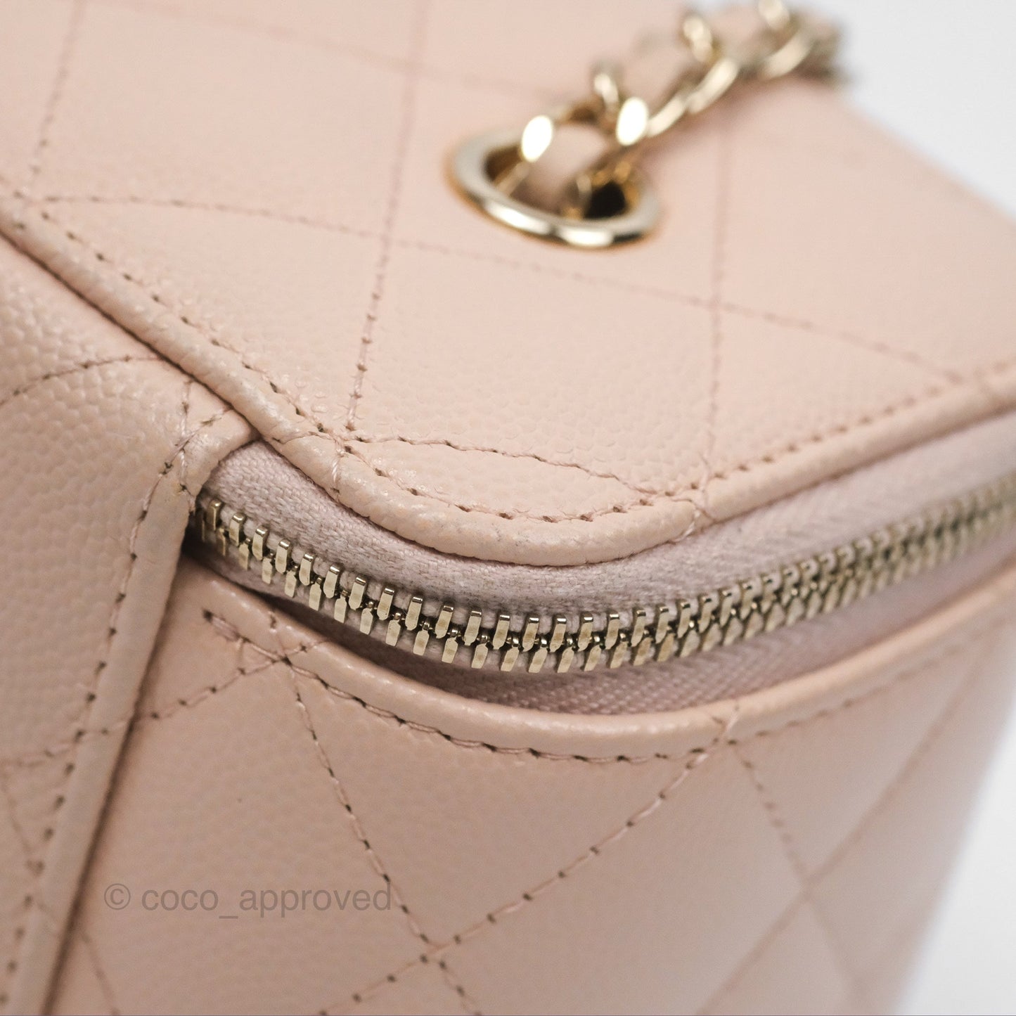 Chanel Vanity Rectangular With Chain Pink Caviar Gold Hardware