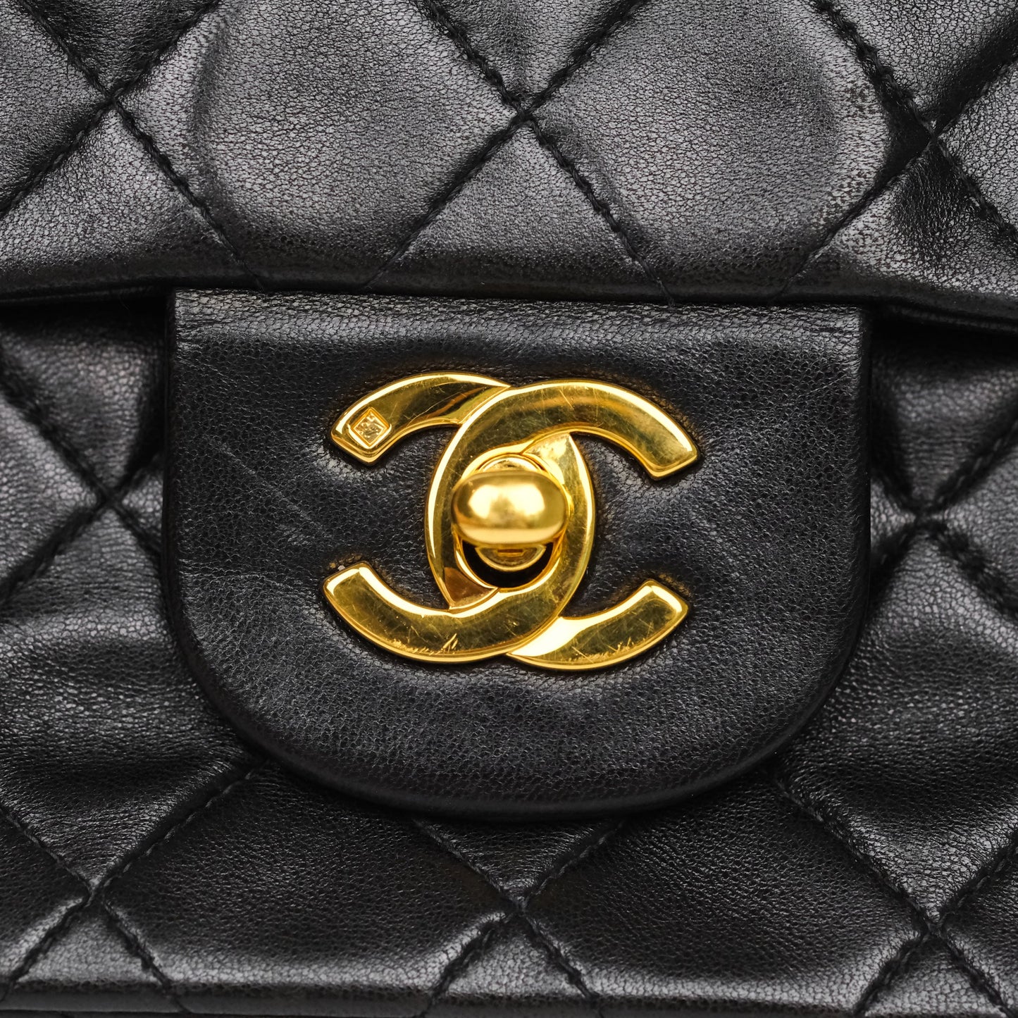 Chanel Vintage Small Classic Flap Black Lambskin 24K Gold Hardware