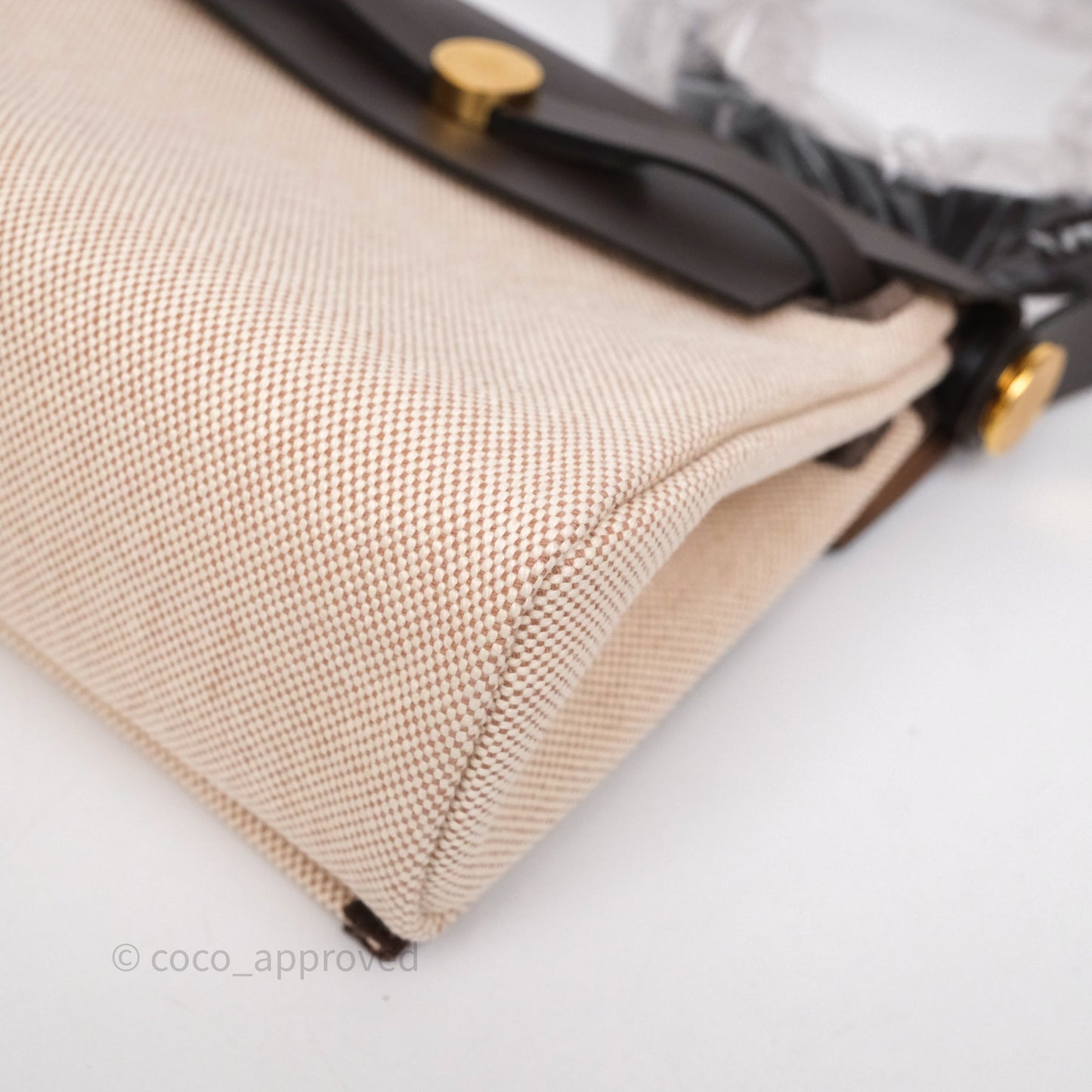 Hermès Herbag Zip 20 Mini Ecru Beige 14/ Ebene 46 Canvas Gold Hardware
