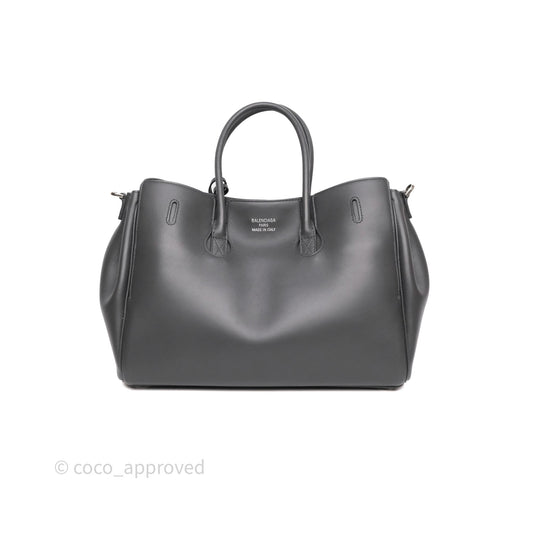 Balenciaga Small Bel Air Carry All Bag Grey Calfskin Silver Hardware