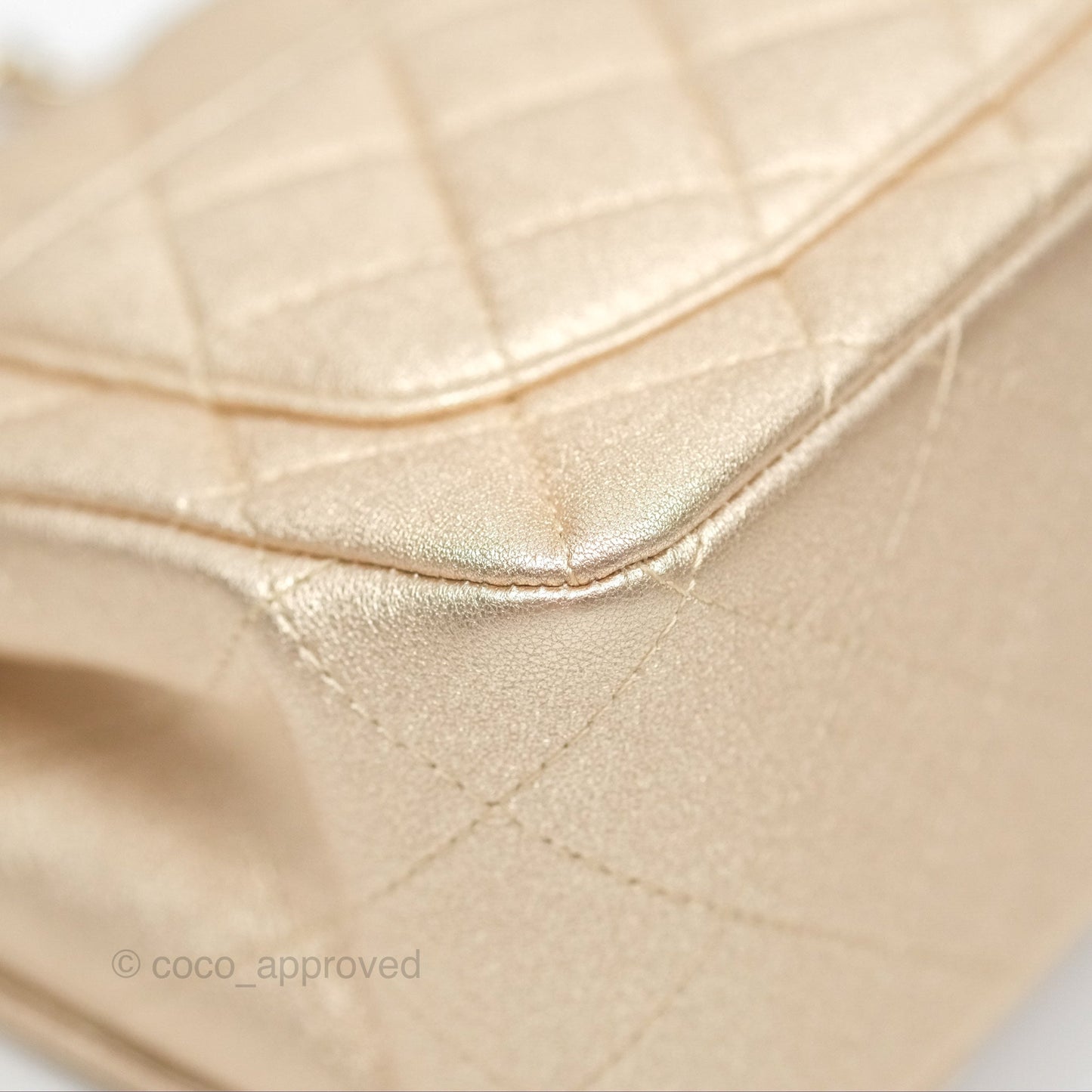 Chanel Quilted Mini Square Iridescent Gold Lambskin Gold Hardware 21P
