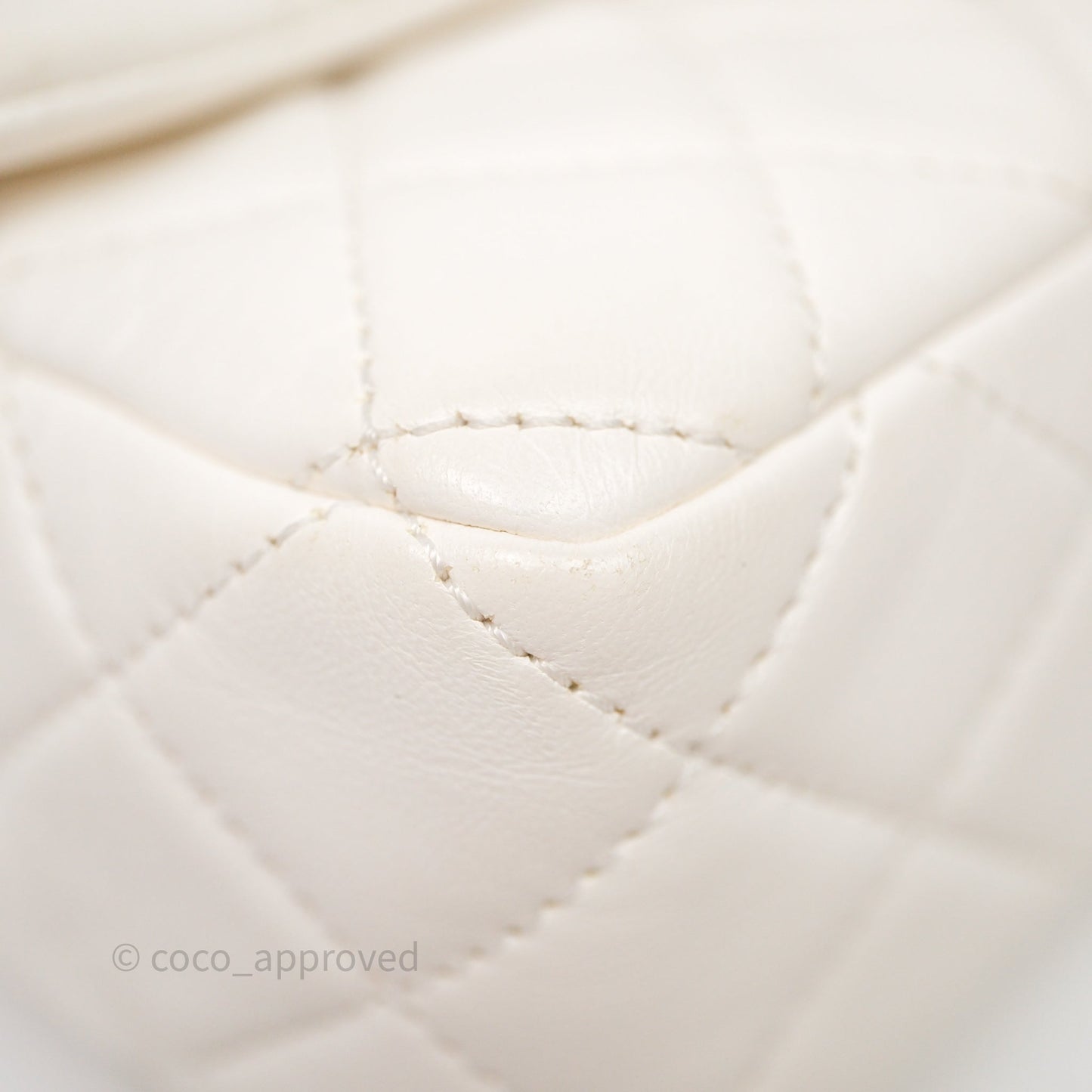 Chanel Mini Rectangular Pearl Crush Quilted White Lambskin Aged Gold Hardware