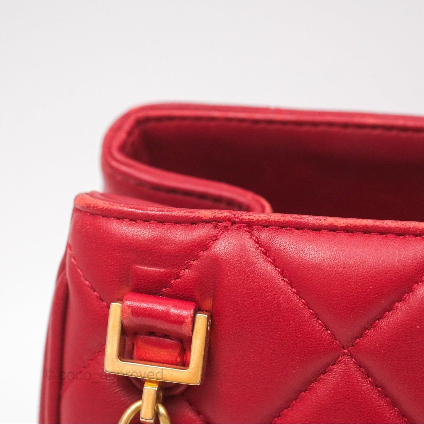 Chanel Tote Bag Red Lambskin Aged Gold Hardware