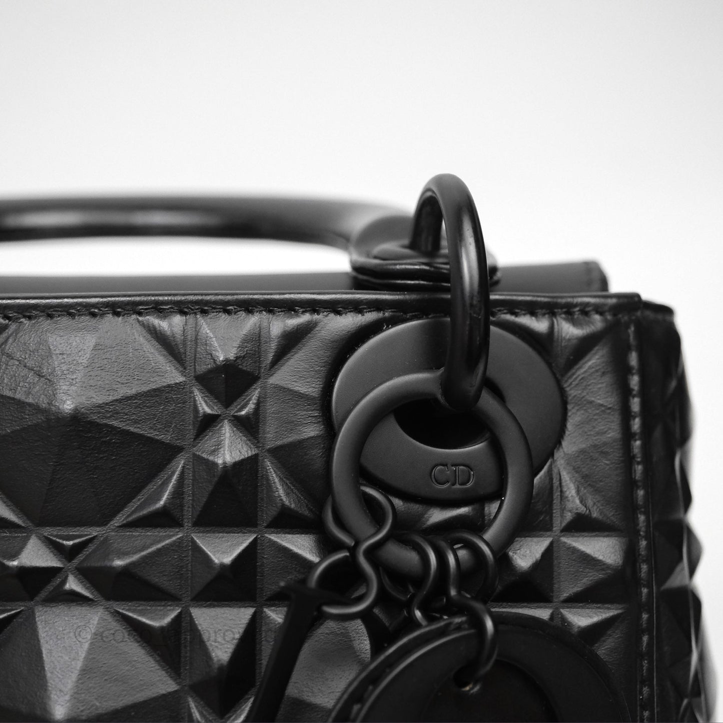 Dior Mini Lady Dior So Black Cannage Calfskin with Diamond Motif