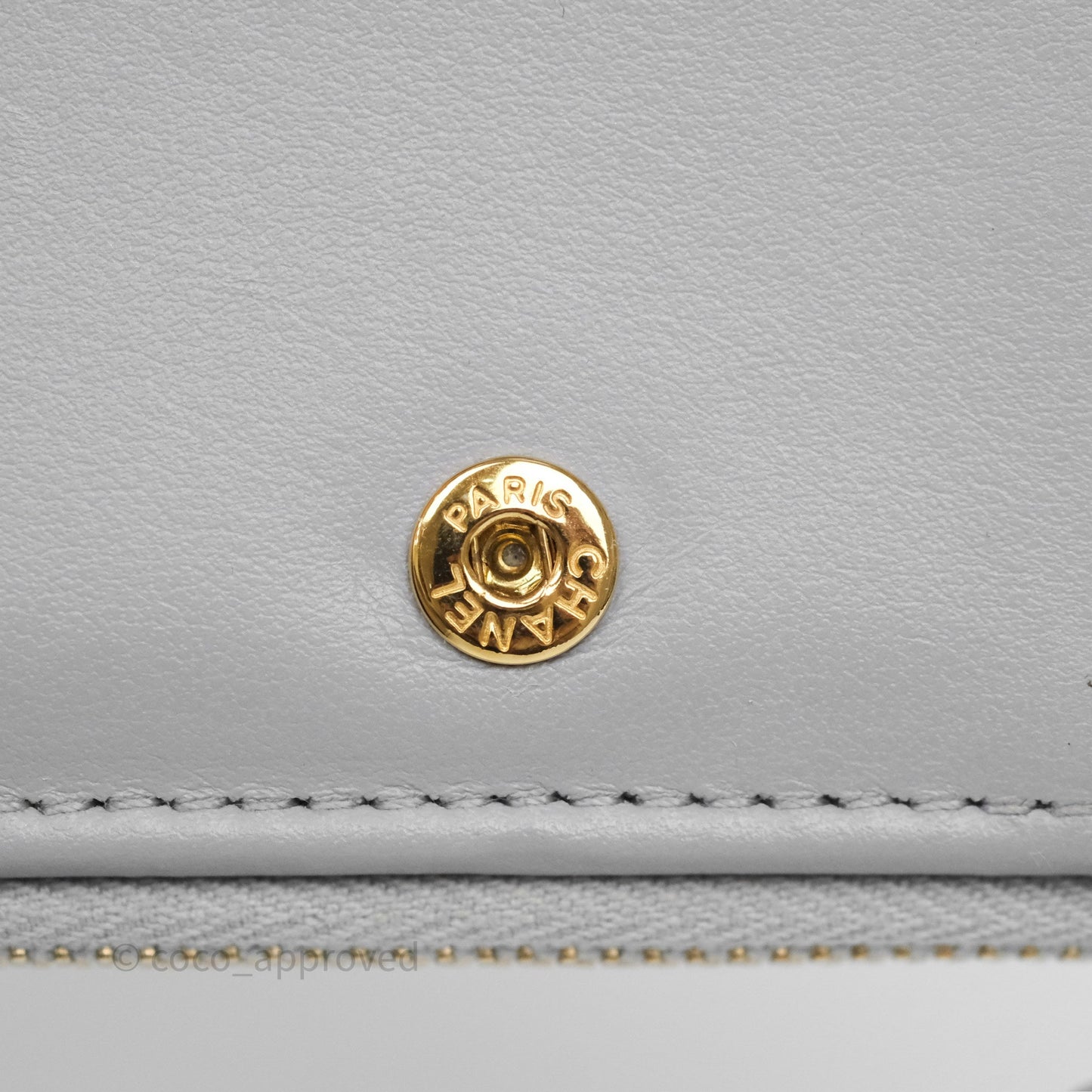Chanel Quilted Short Wallet Grey Caviar Gold Hardware