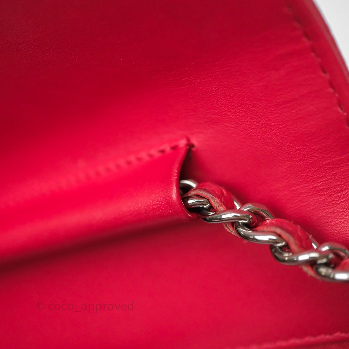 Chanel CC Wallet On Chain WOC Dark Pink Caviar Silver Hardware
