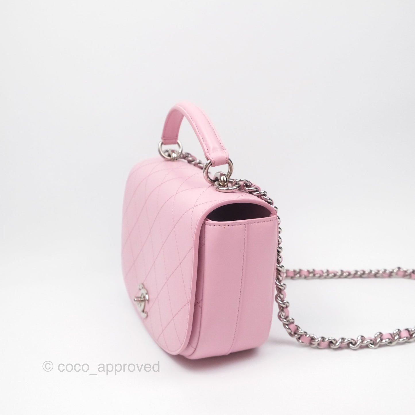 Chanel Stitched Ring My Bag Flap Crossbody Pink Calfskin Silver Hardware