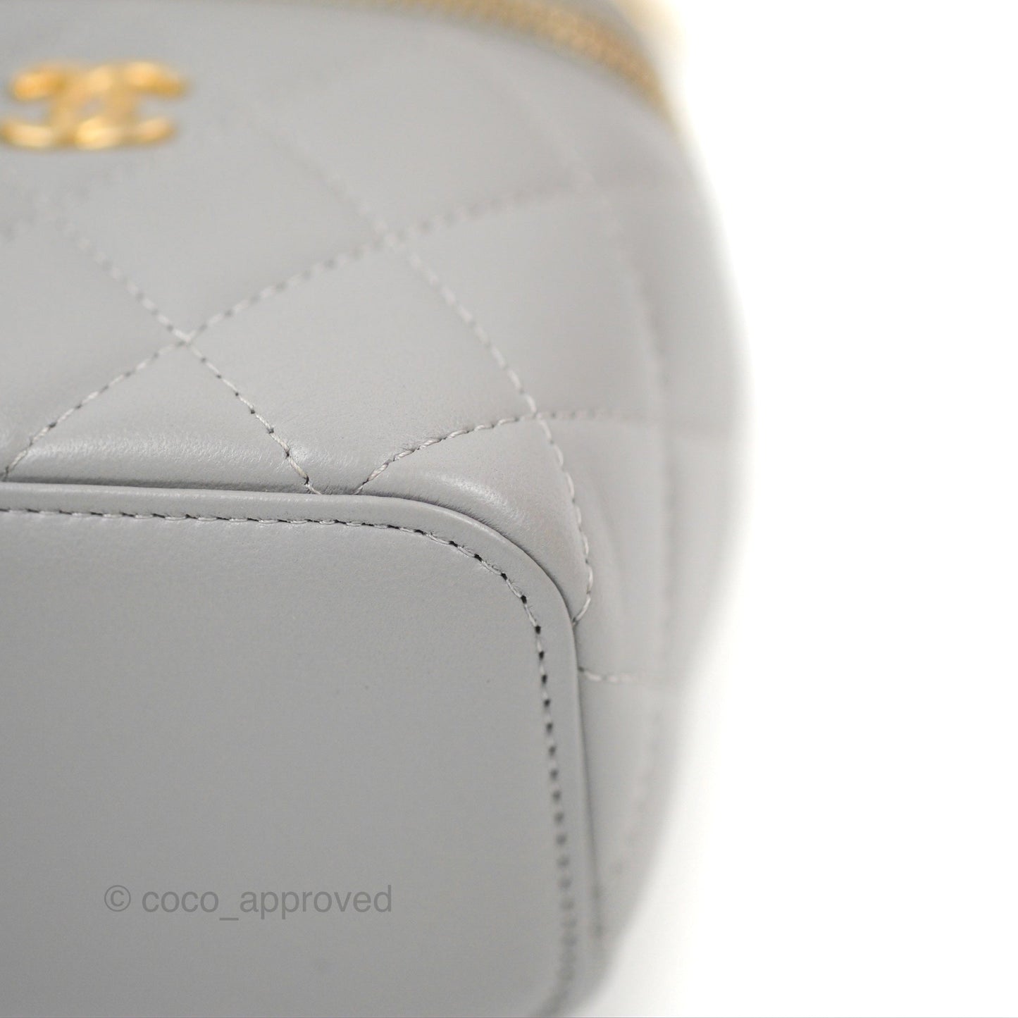 Chanel Classic Pearl Crush Mini Vanity With Chain Grey Lambskin Aged Gold Hardware