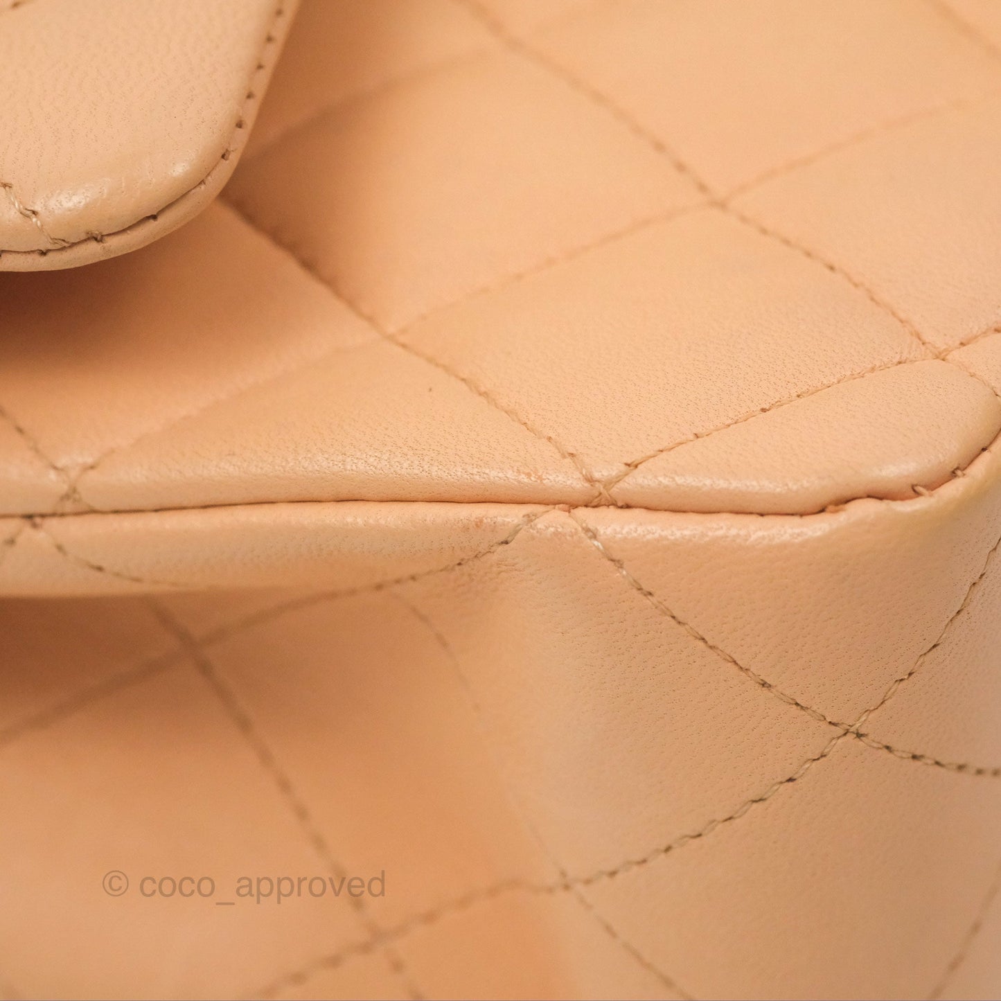 Chanel Classic M/L Medium Flap Quilted Beige Pink Lambskin Gold Hardware