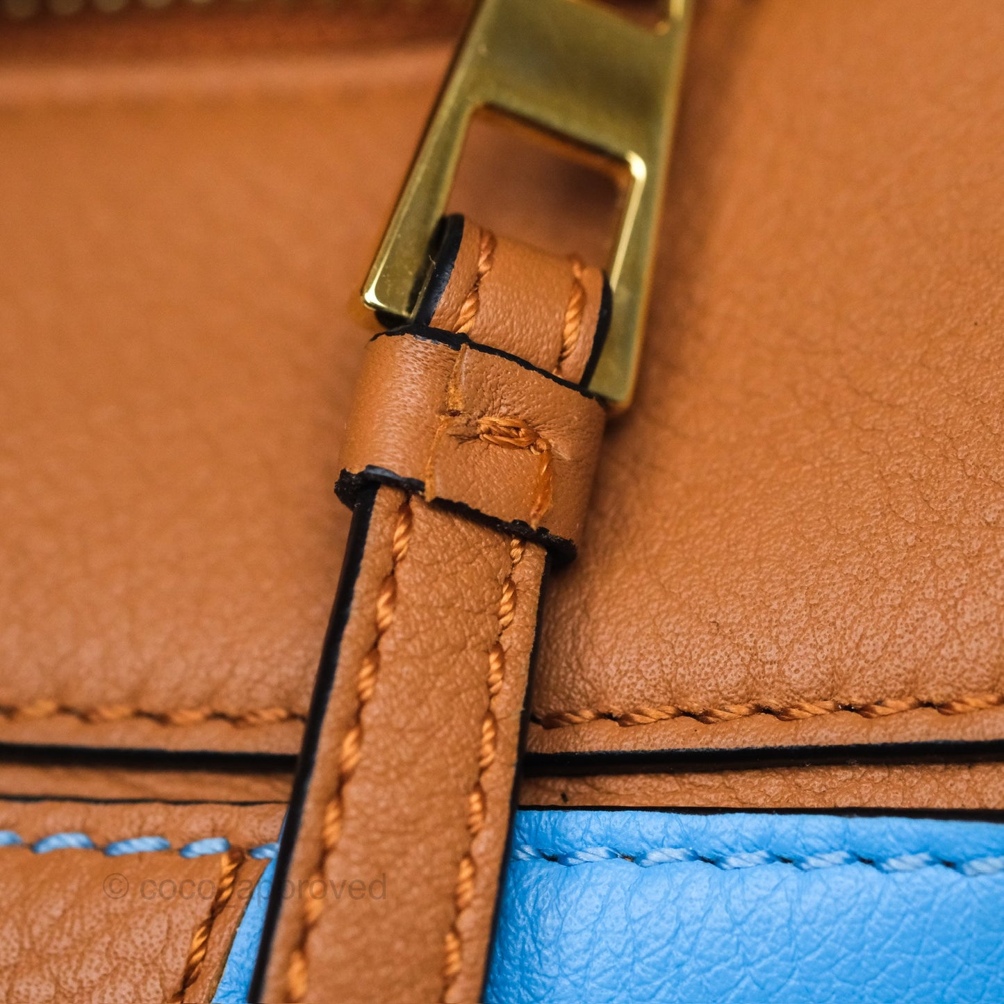 Loewe Small Rugby Puzzle Blue Tan Calfskin