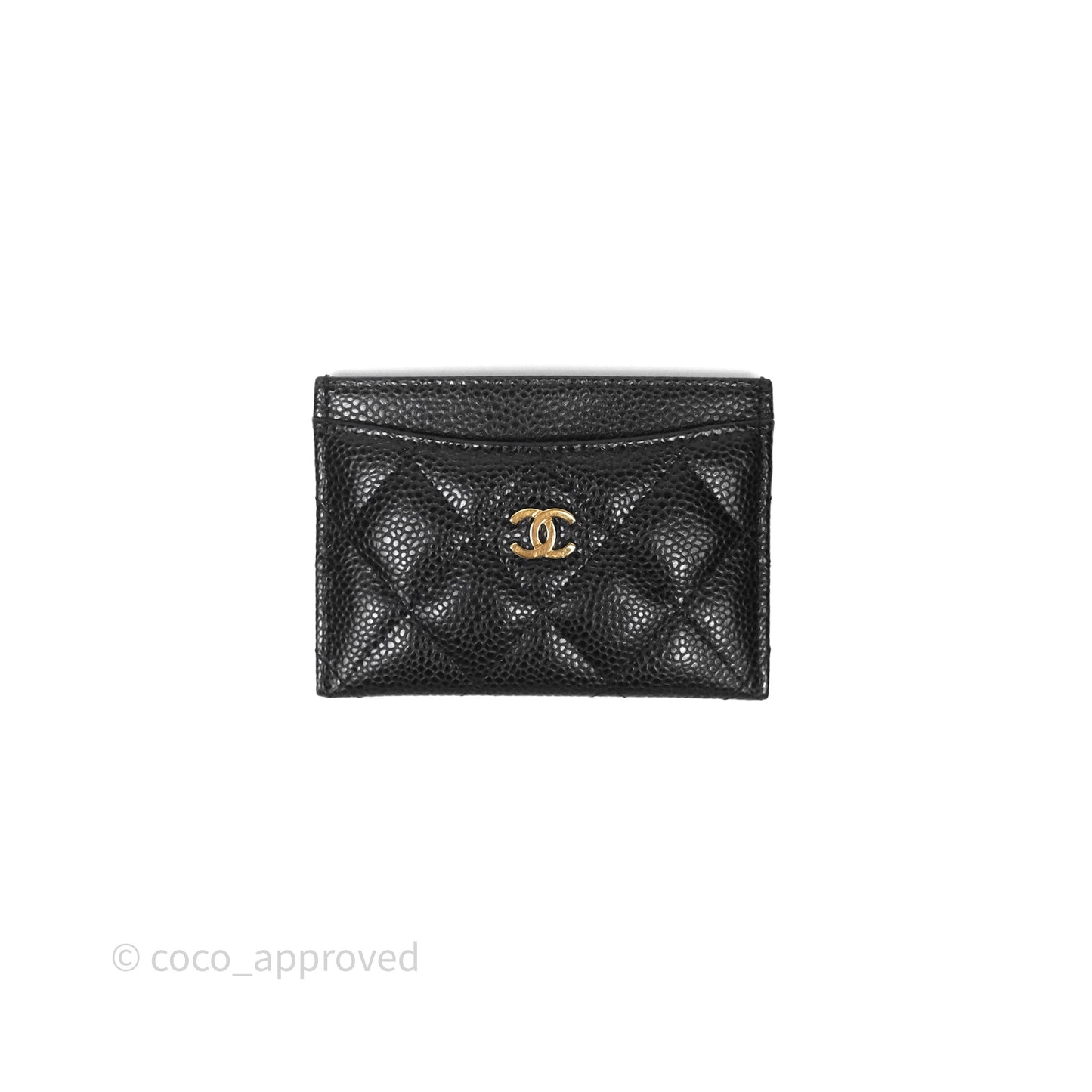 Chanel Classic Flat Card Holder Black Caviar Gold Hardware