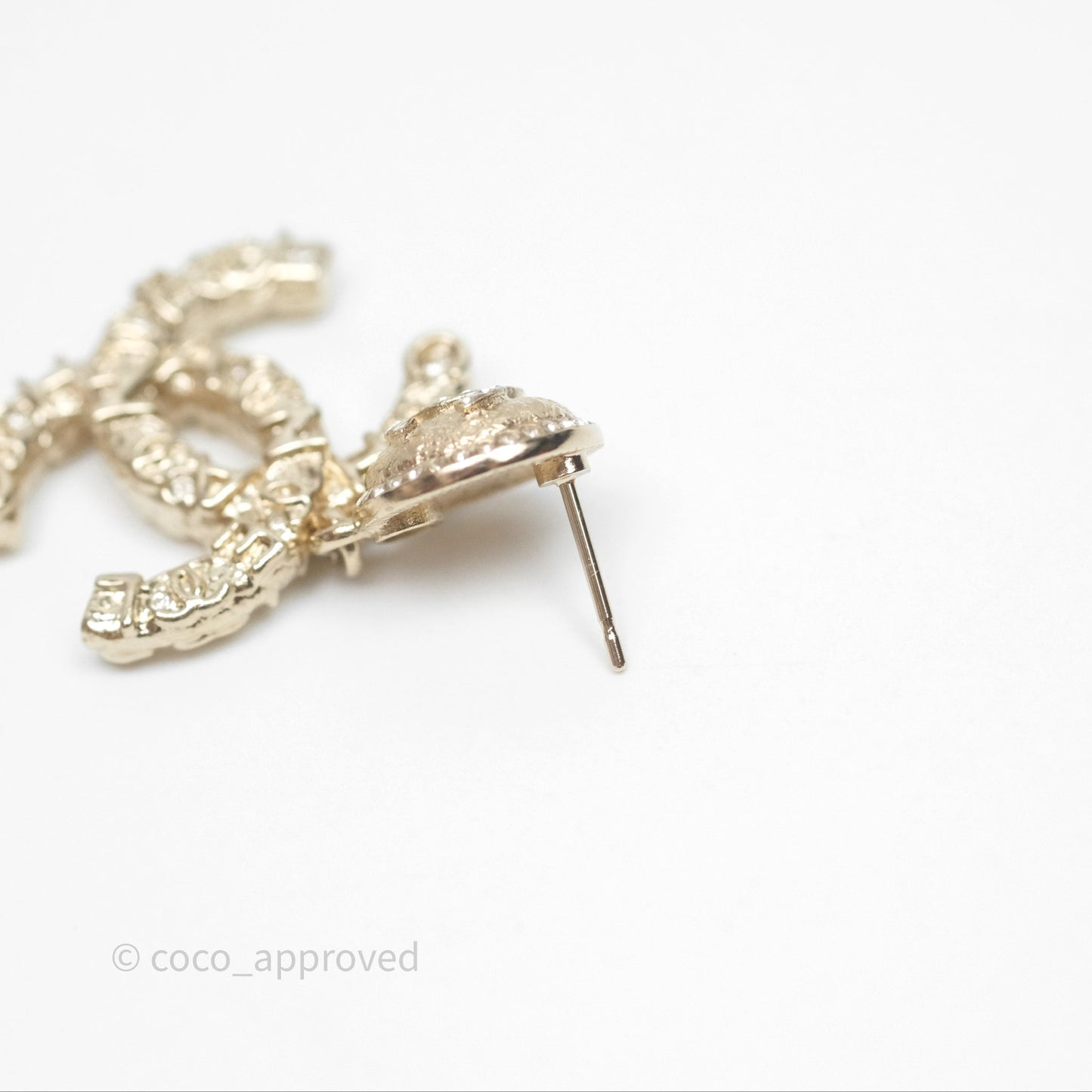 Chanel CC Crystal Drop Earrings Gold Tone 21P