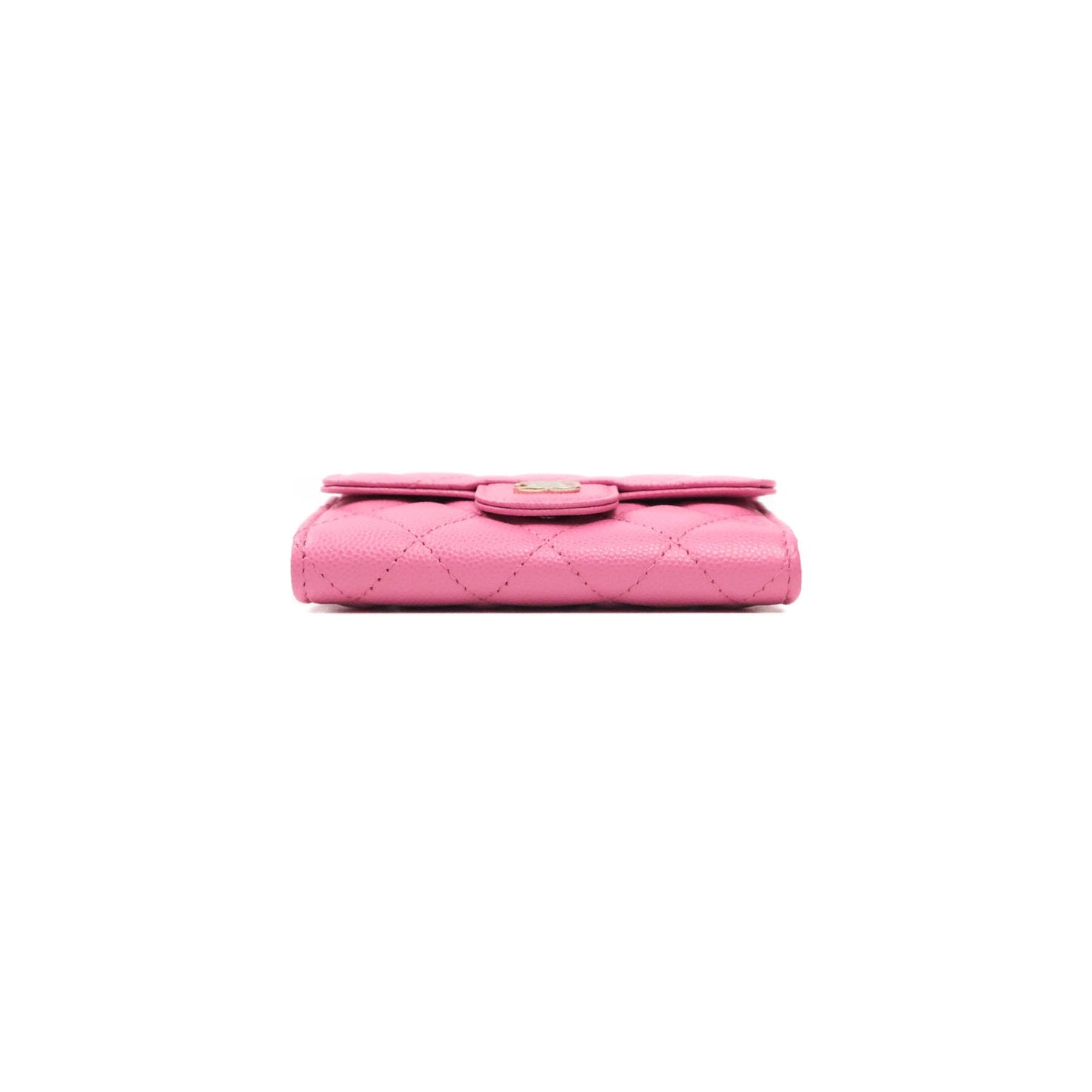 Chanel Caviar Quilted Flap Card Holder Pink Gold Hardware