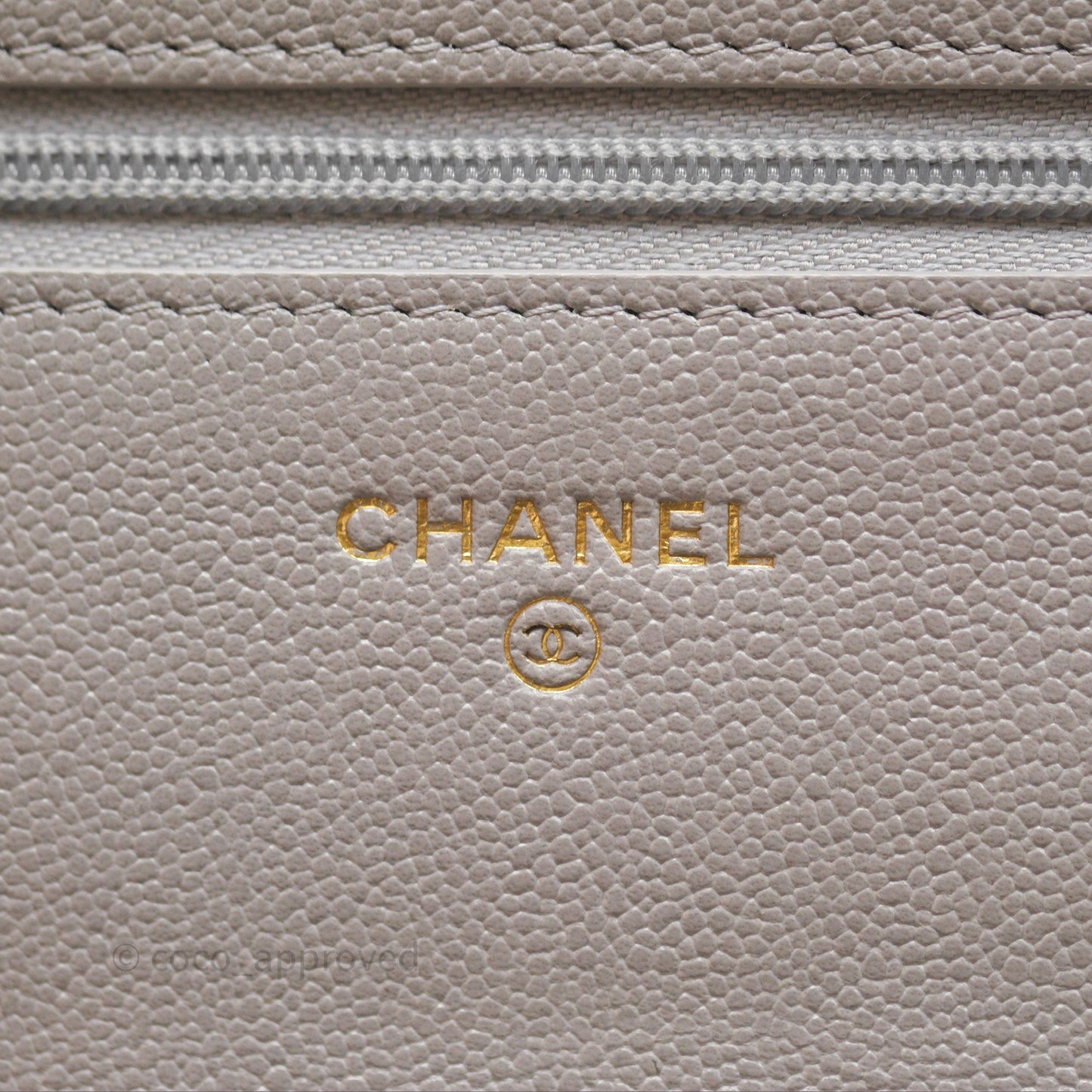 Chanel Classic Quilted Wallet on Chain WOC Grey Caviar Gold Hardware