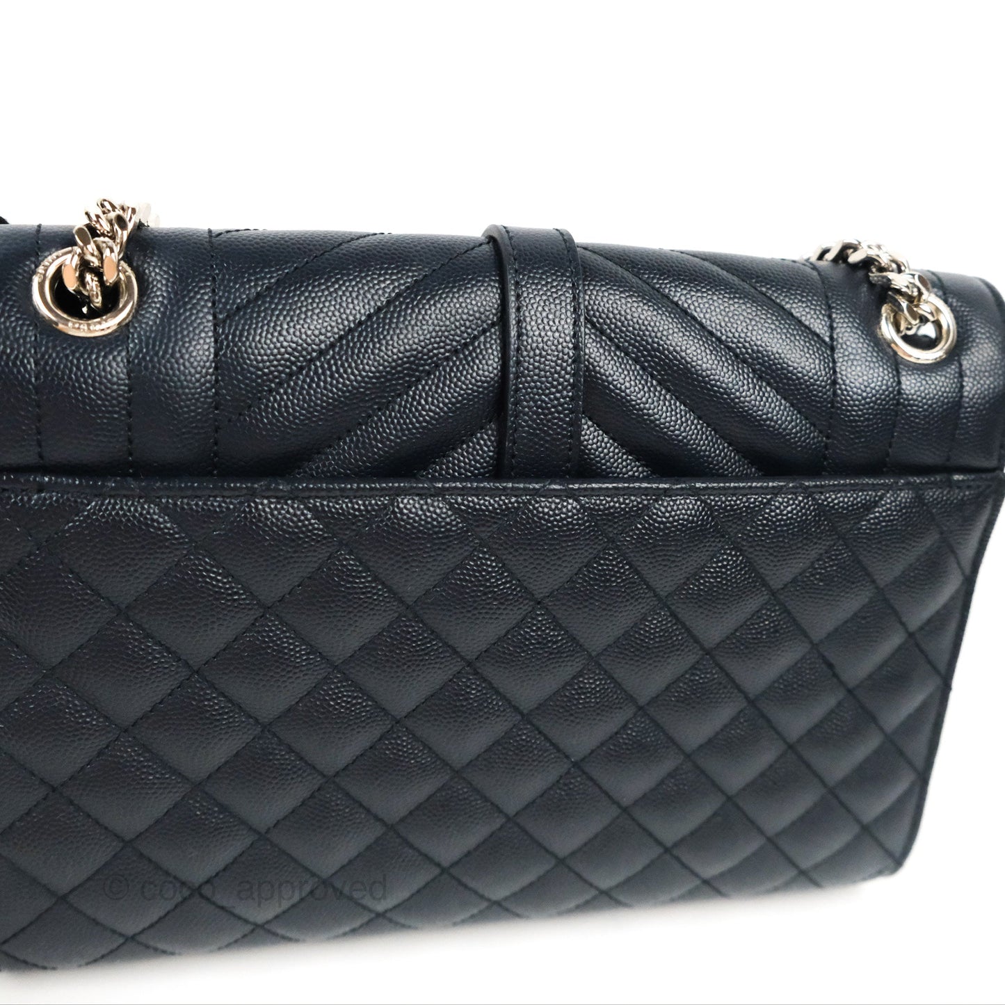Saint Laurent Medium Envelope Navy Caviar Silver Hardware