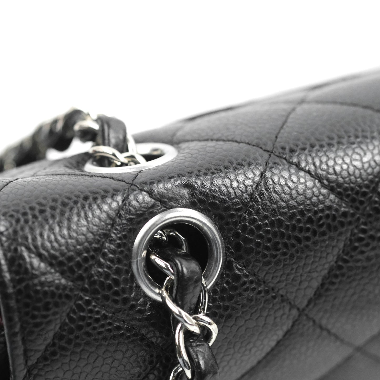 Chanel Classic M/L Medium Flap Quilted Black Caviar Silver Hardware