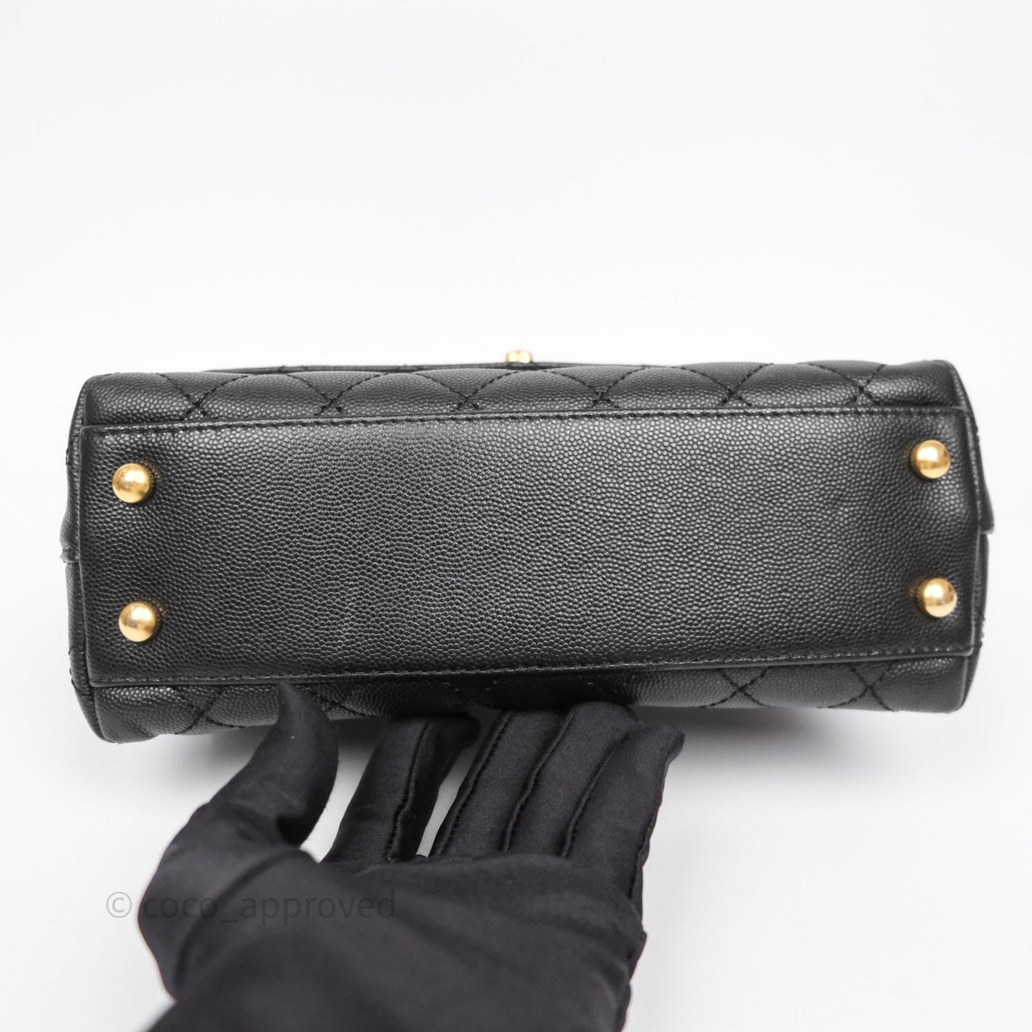 Chanel Small Coco Handle Black Caviar Aged Gold Hardware Braided Handle