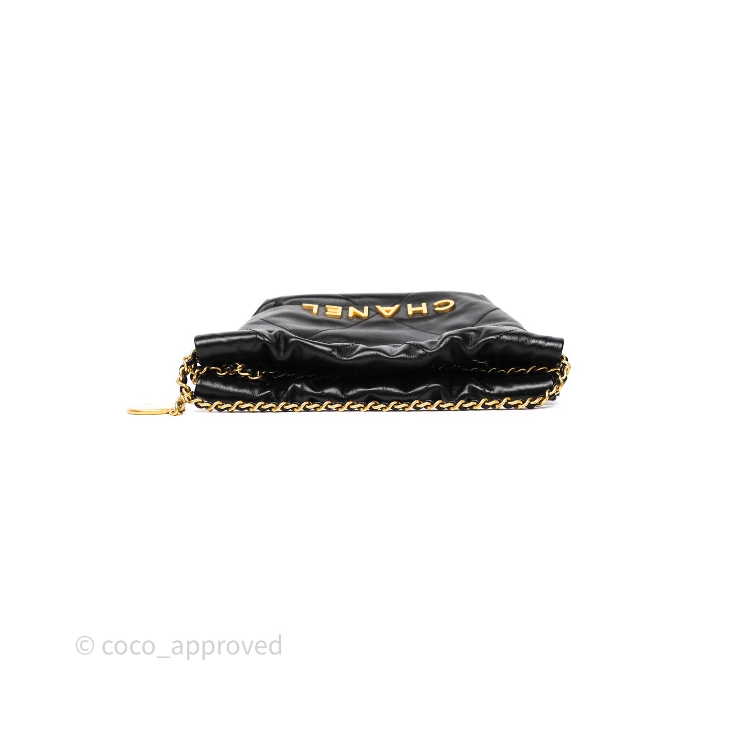 Chanel 22 Mini Bag Black Crumpled Calfskin Aged Gold Hardware