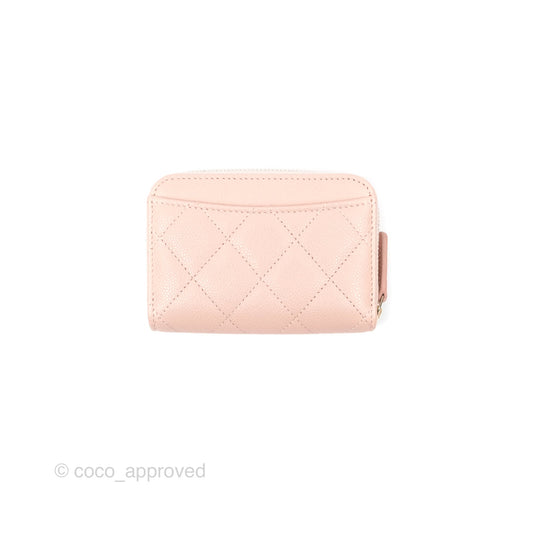 Chanel Classic Zipped Coin Purse Pink Caviar Gold Hardware