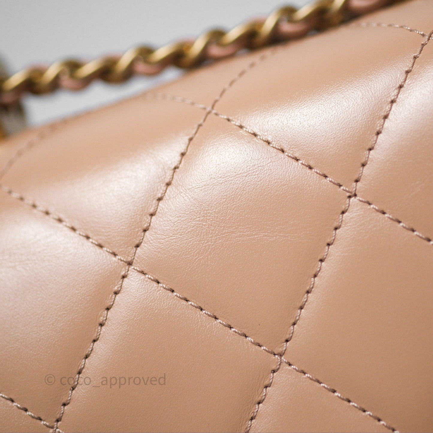 Chanel Quilted Small Perfect Fit Adjustable Beige Calfskin Gold Hardware 21A