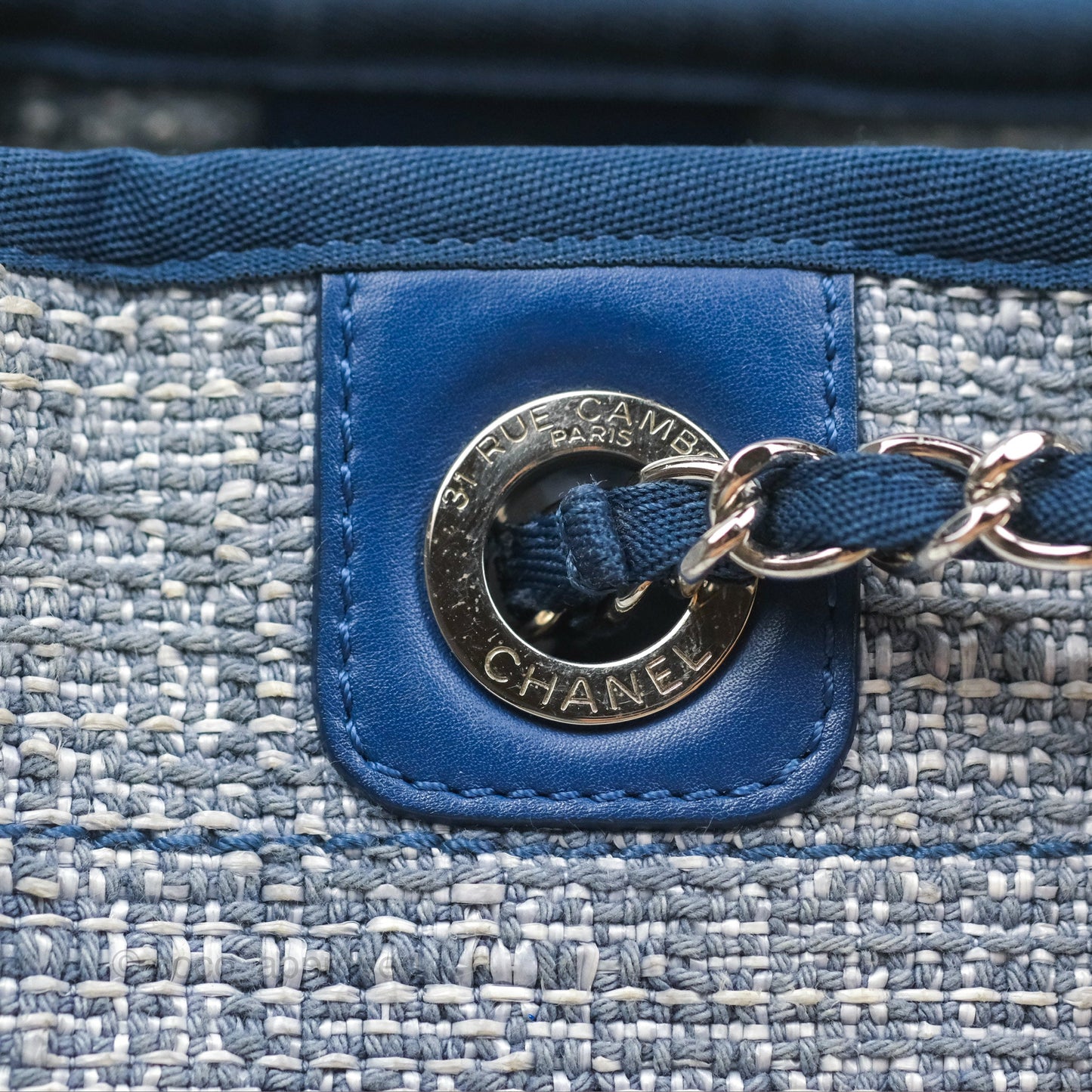 Chanel Medium Deauville Tote Blue Canvas