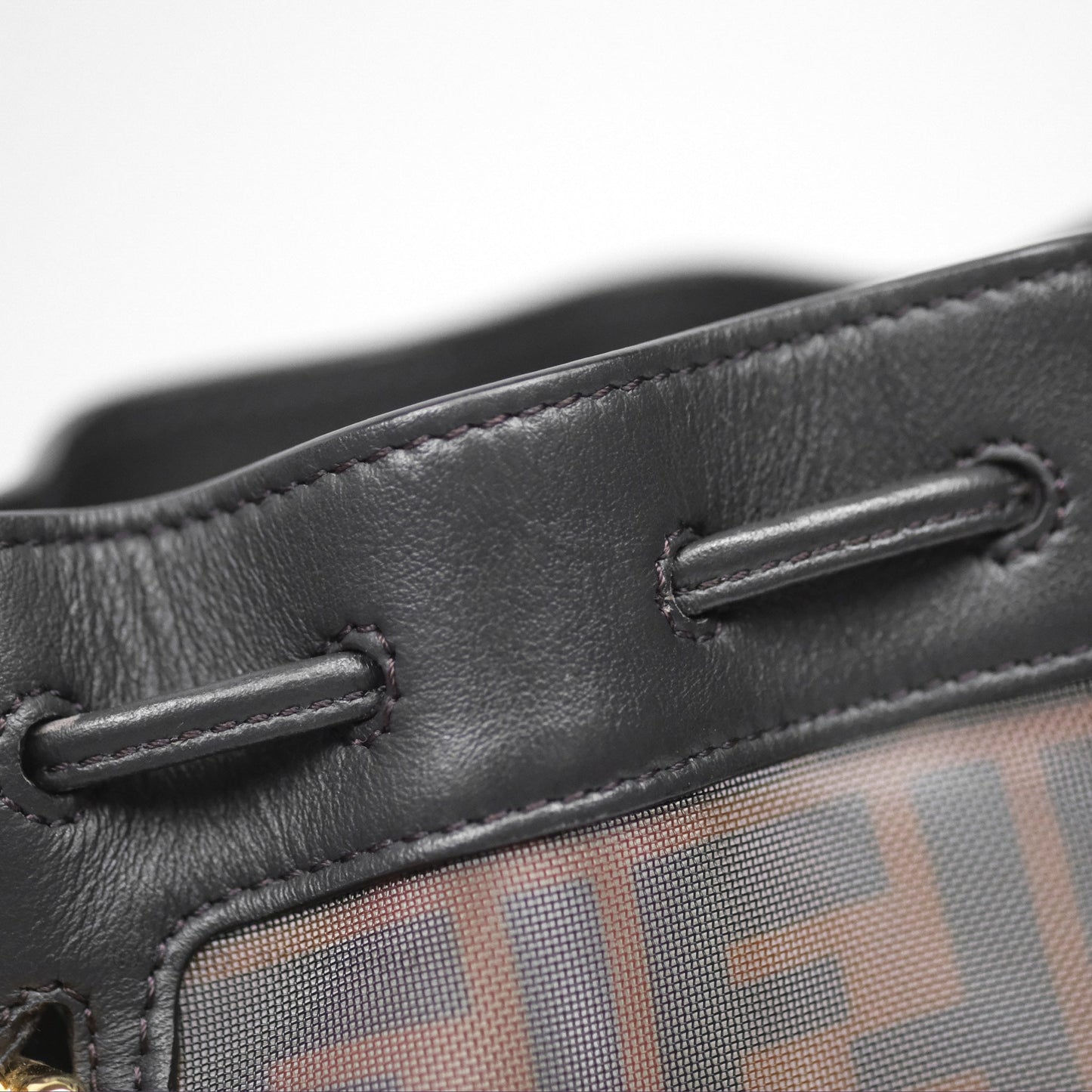 Fendi Mini Mon Tresor Bucket Bag Zucca See Through Mesh Brown/Black/Ebony