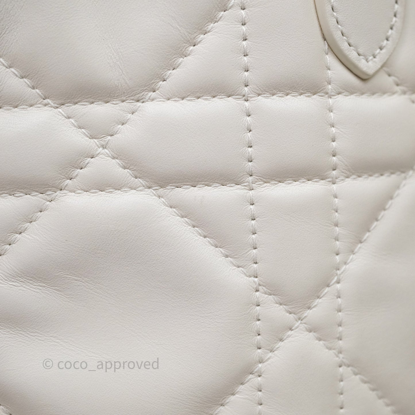 Christian Dior Small Toujours Vertical Tote Bag Latte Macrocannage Calfskin Gold Hardware