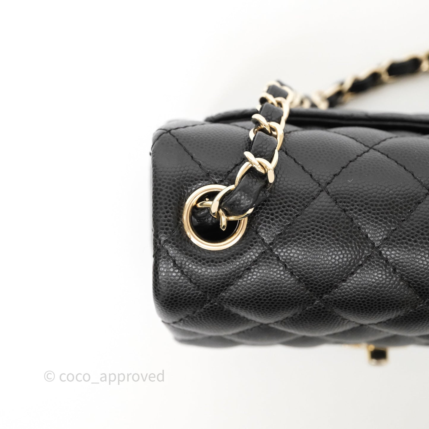 Chanel Mini Square Black Caviar Gold Hardware