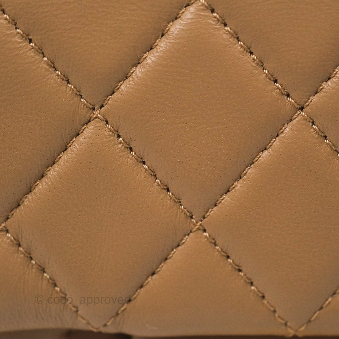 Chanel Mini Rectangular Pearl Crush Quilted Beige Lambskin Aged Gold Hardware