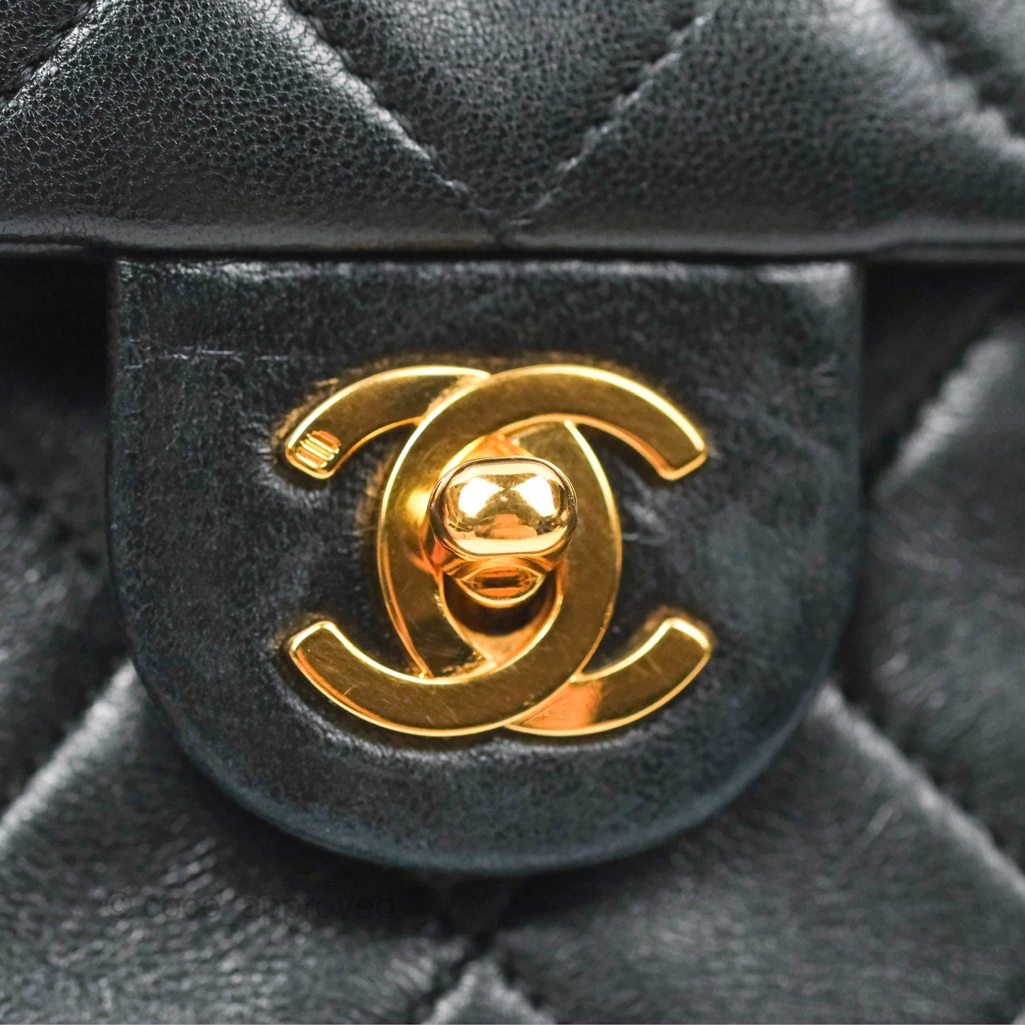 Chanel Vintage Square Flap Bag Black Lambskin 24K Gold Hardware