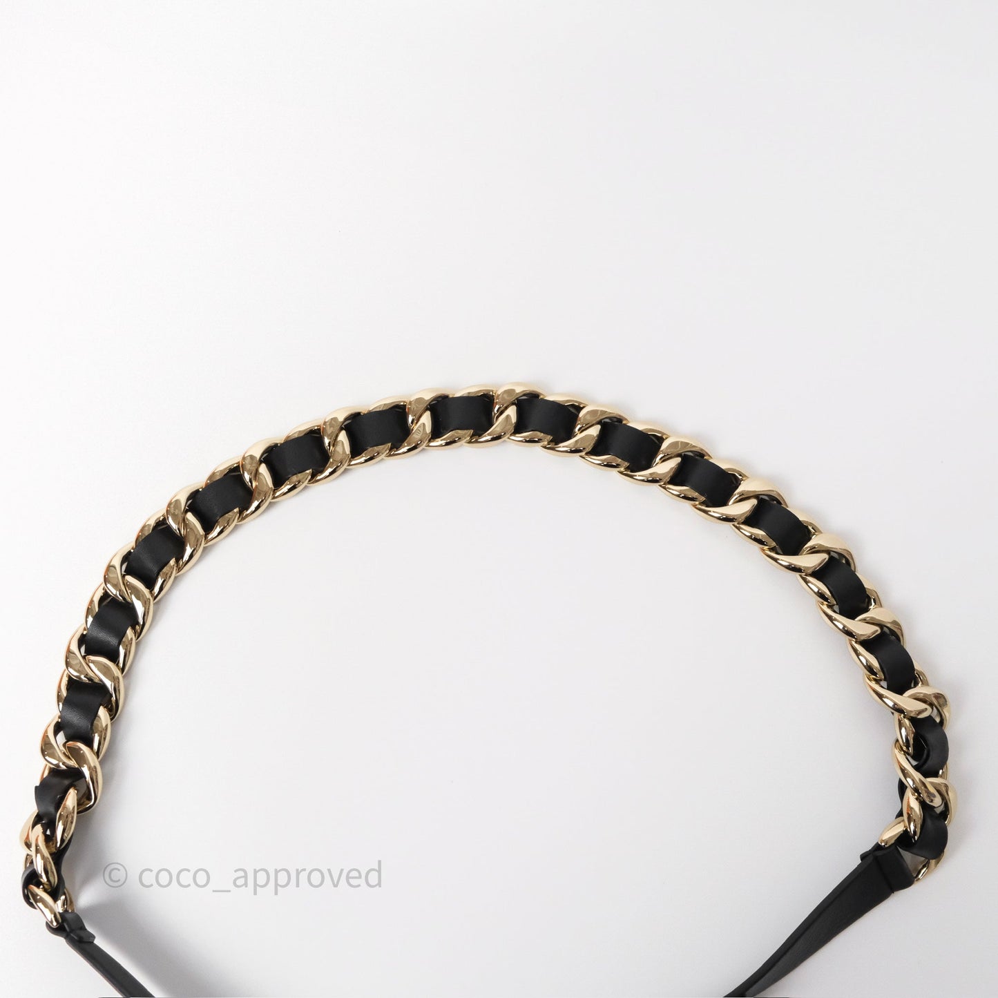 Chanel CC Woven Chain Black Leather Belt Gold Hardware 22C
