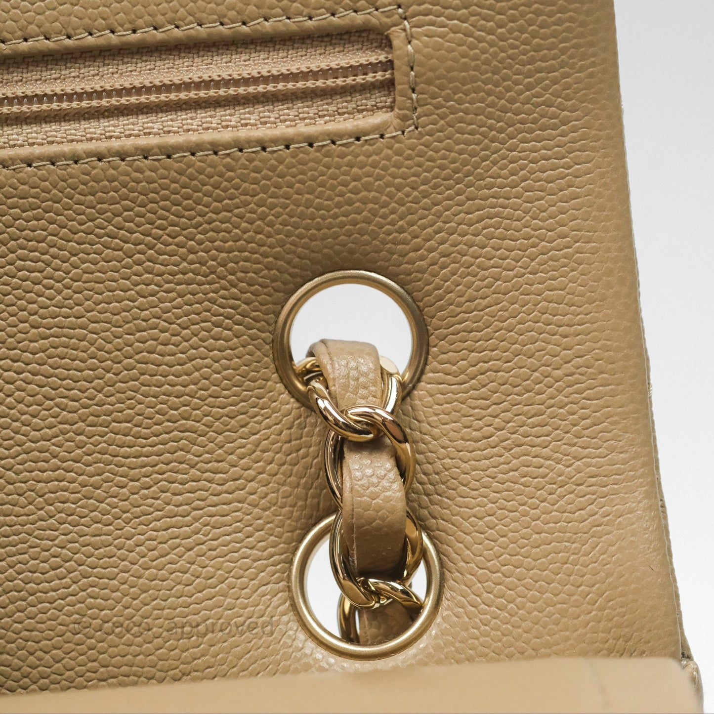 Chanel Classic M/L Medium Flap Quilted Dark Beige Caviar Gold Hardware