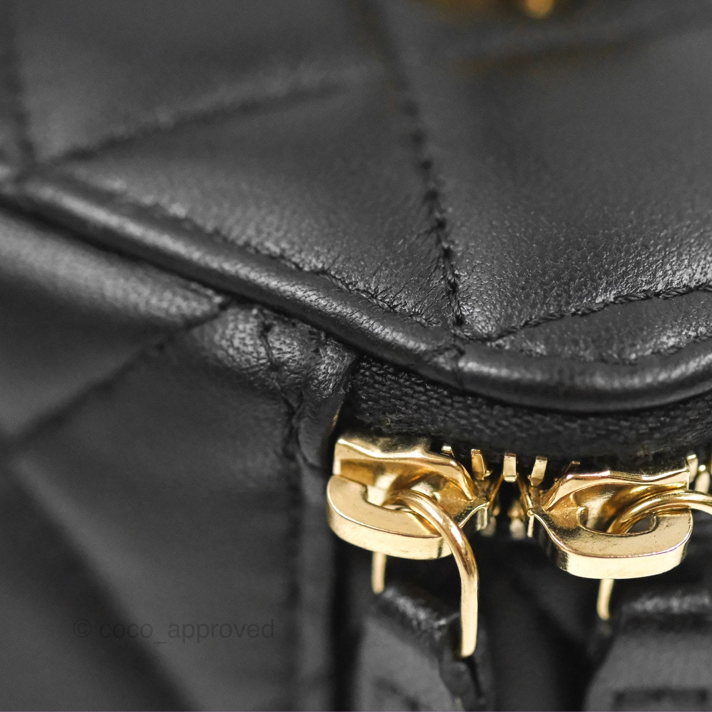 Chanel Vanity Rectangular Metal Top Handle Black Lambskin Aged Gold Hardware 22B