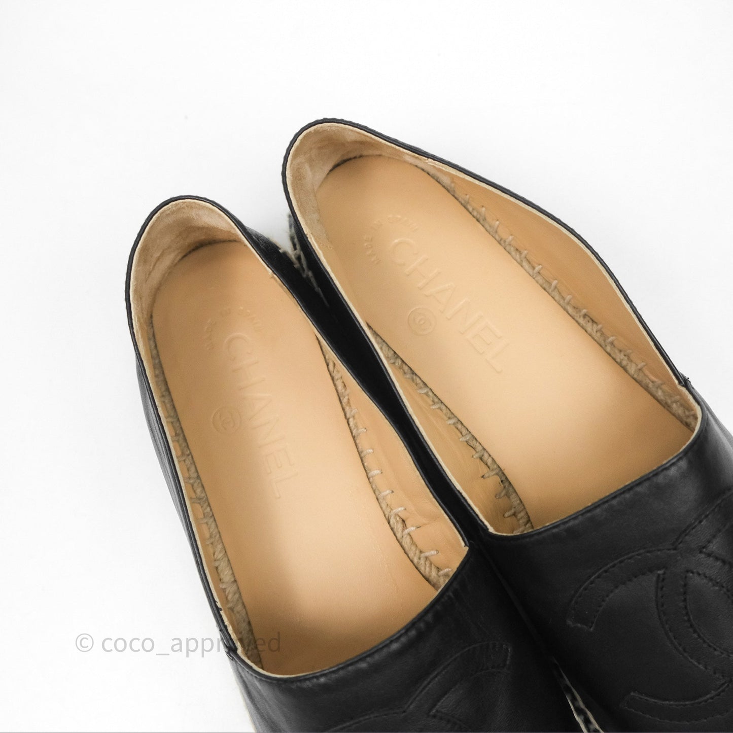 Chanel Espadrille Black Leather Size 40