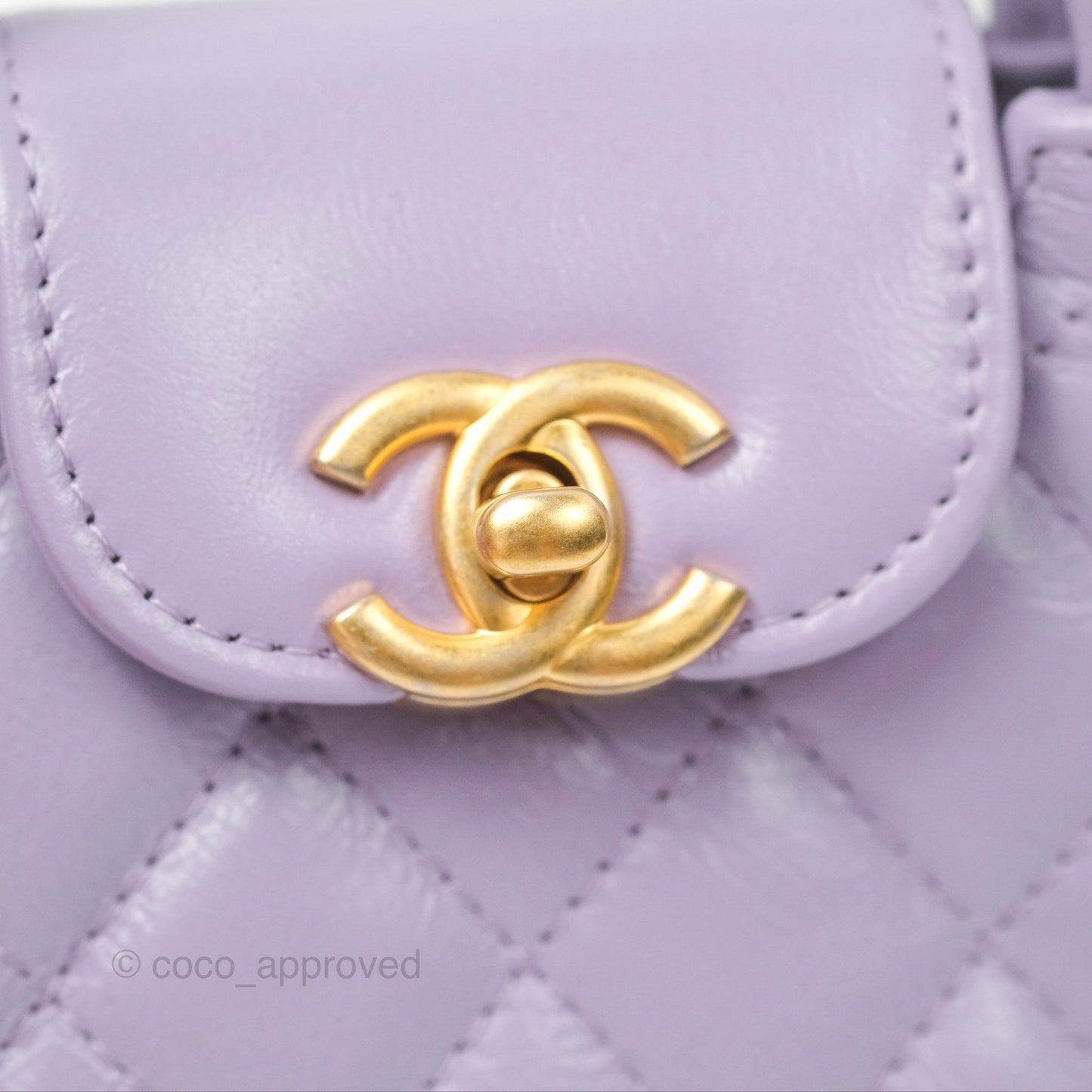 Chanel Mini Nano Kelly Bag Purple Shiny Calfskin Aged Gold Hardware