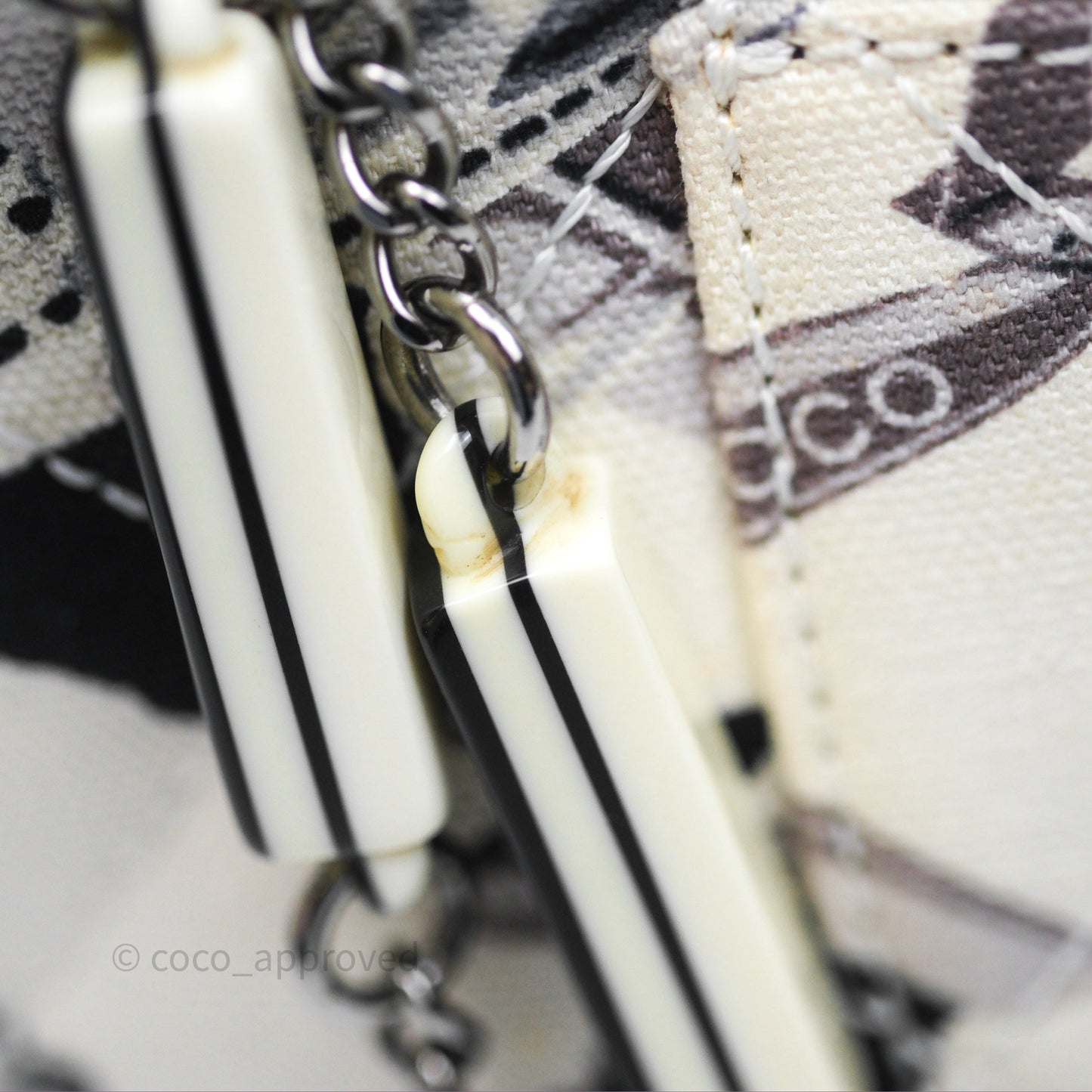 Chanel Quilted Airplane Printed Shoulder Flap Bag Canvas White