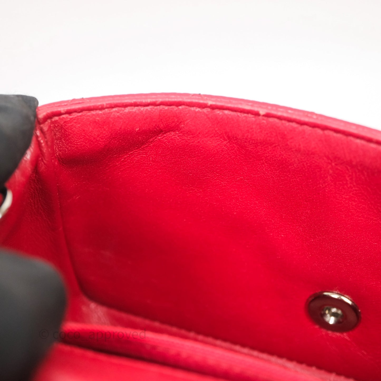 Chanel Quilted Mini Rectangular Flap Red Caviar Silver Hardware