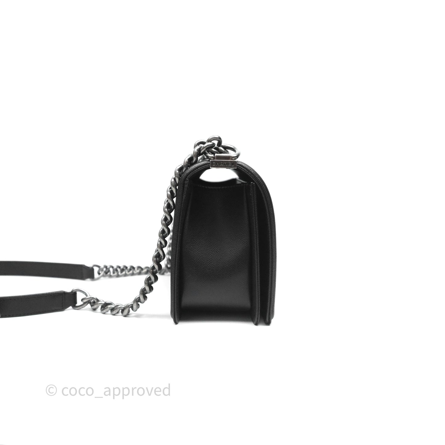 Chanel Medium Boy Quilted Black Caviar Ruthenium Hardware