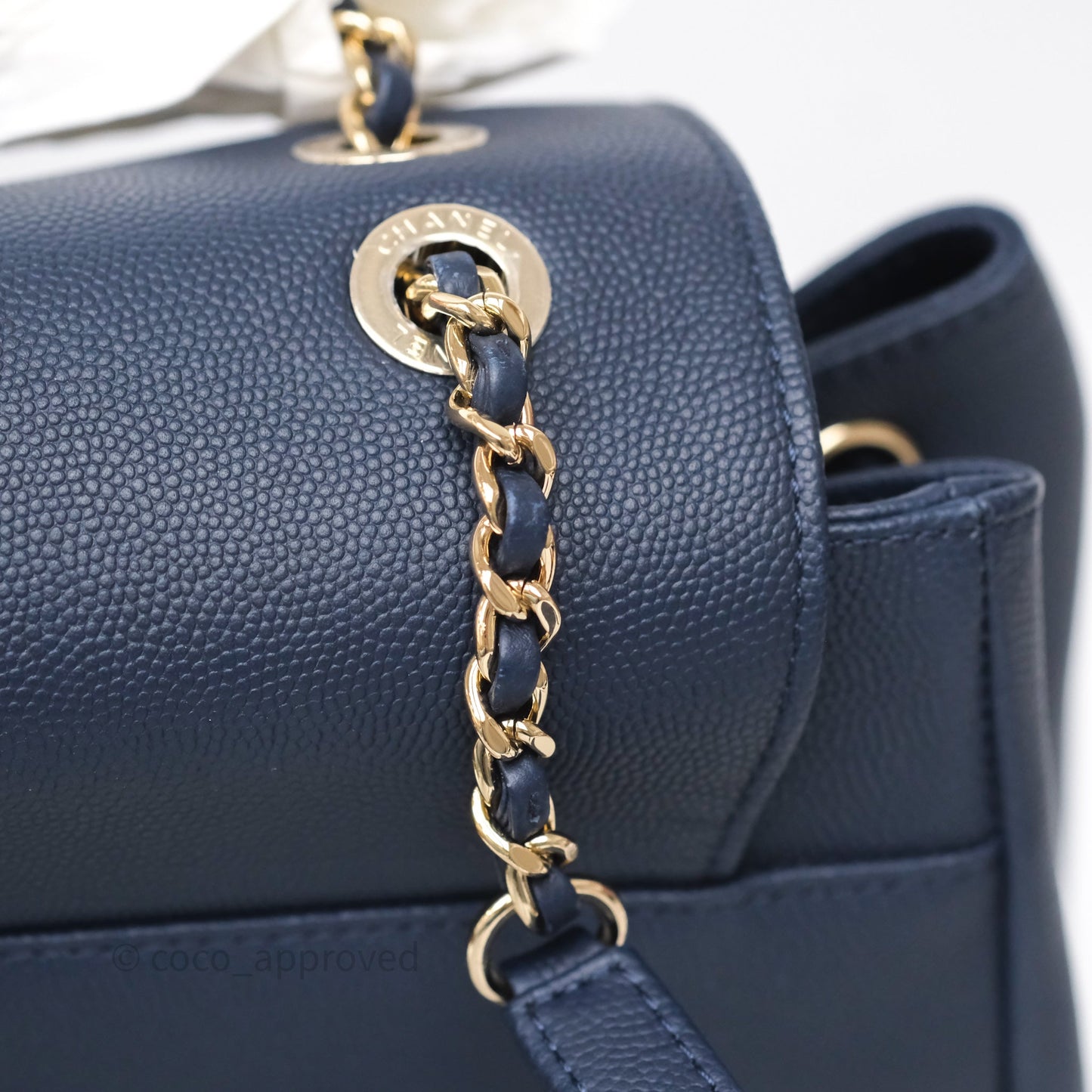 Chanel Quilted Business Affinity Backpack Navy Caviar Gold Hardware