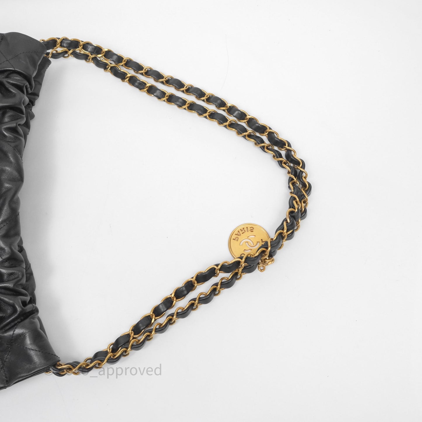 Chanel 22 Small Black Calfskin Aged Gold Hardware
