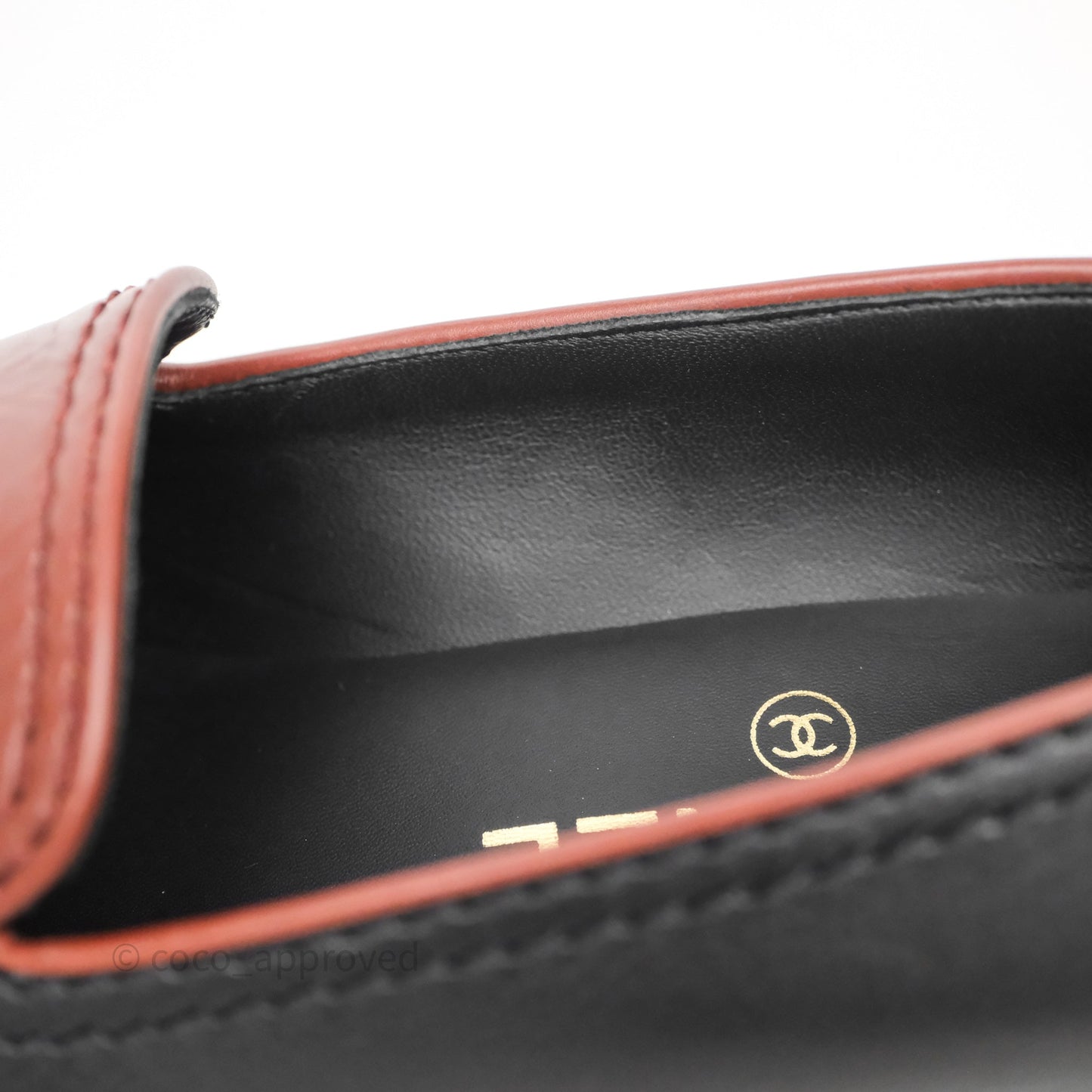 Chanel CC Loafers Black/ Brown Calfskin Size 35.5
