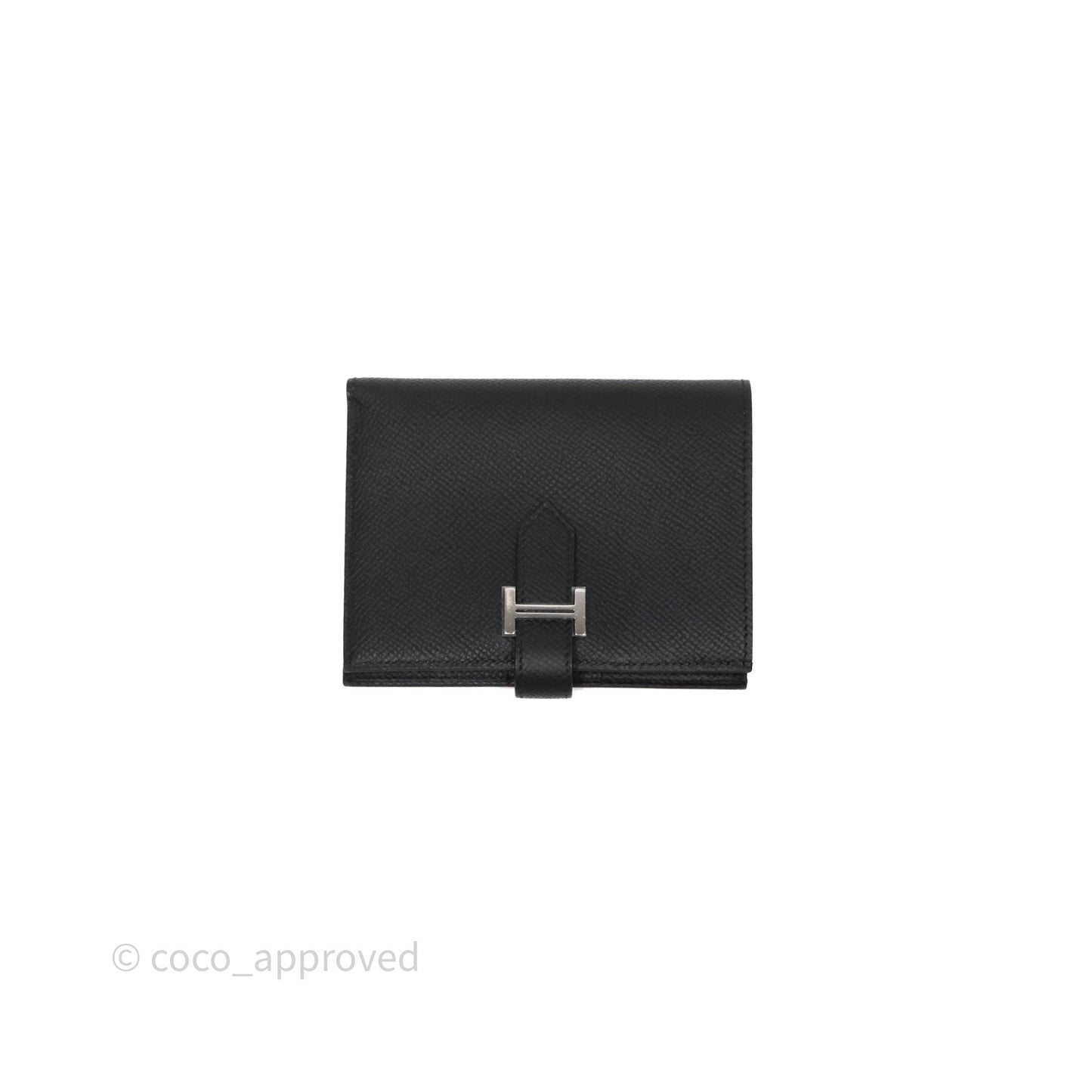 Hermès Bearn Compact Wallet Noir Epsom Palladium Hardware